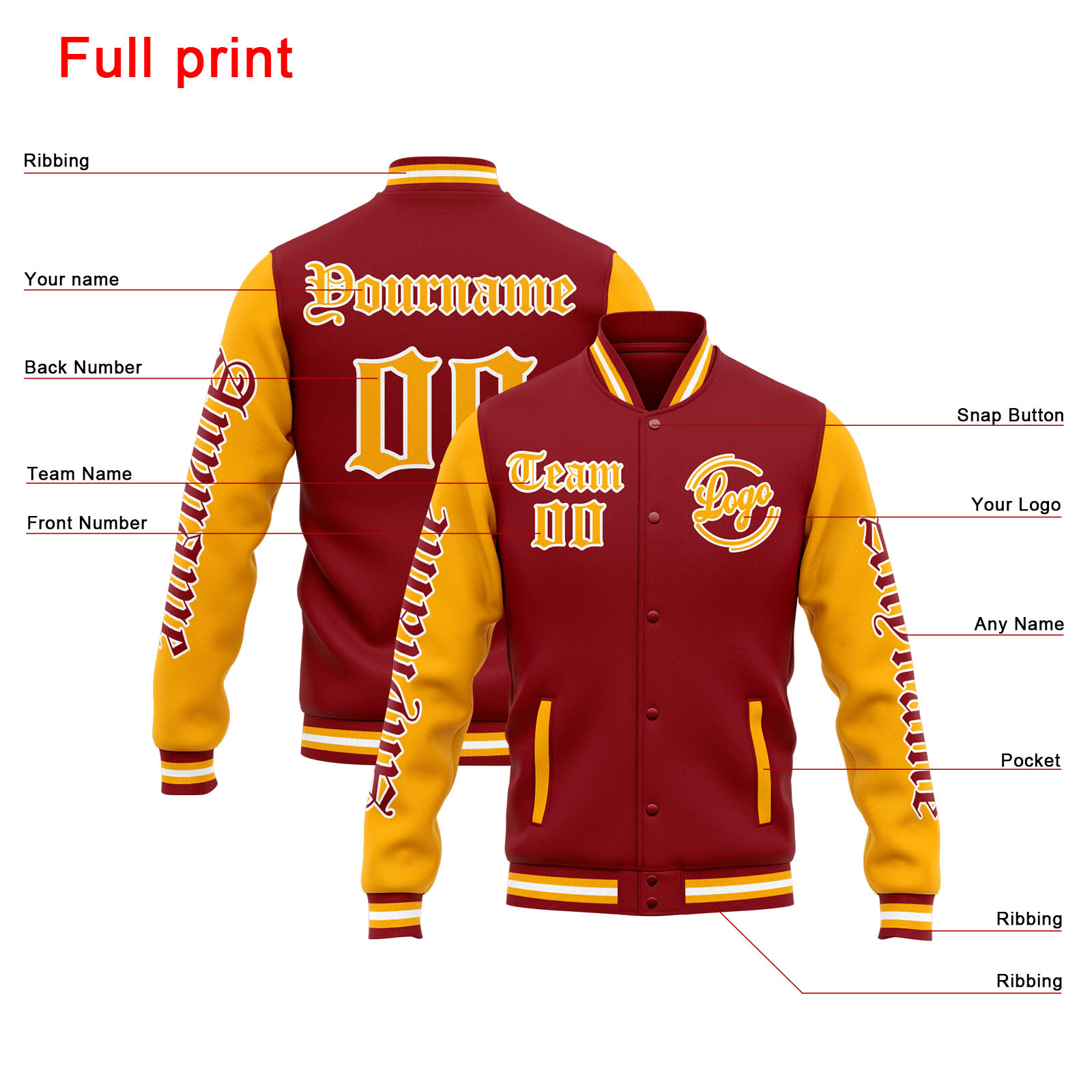 Custom Red Orange Varsity Jacket for Men Women and Youth with Personalized Letterman Jacket 
