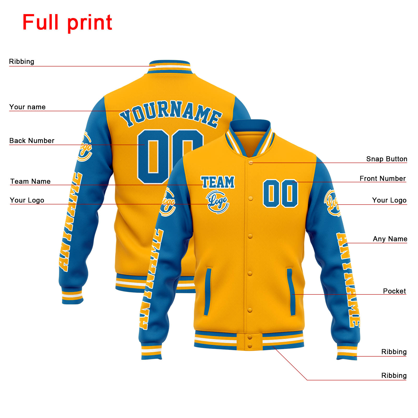 Custom Orange Blue Varsity Jacket for Men Women and Youth with Personalized Letterman Jacket 