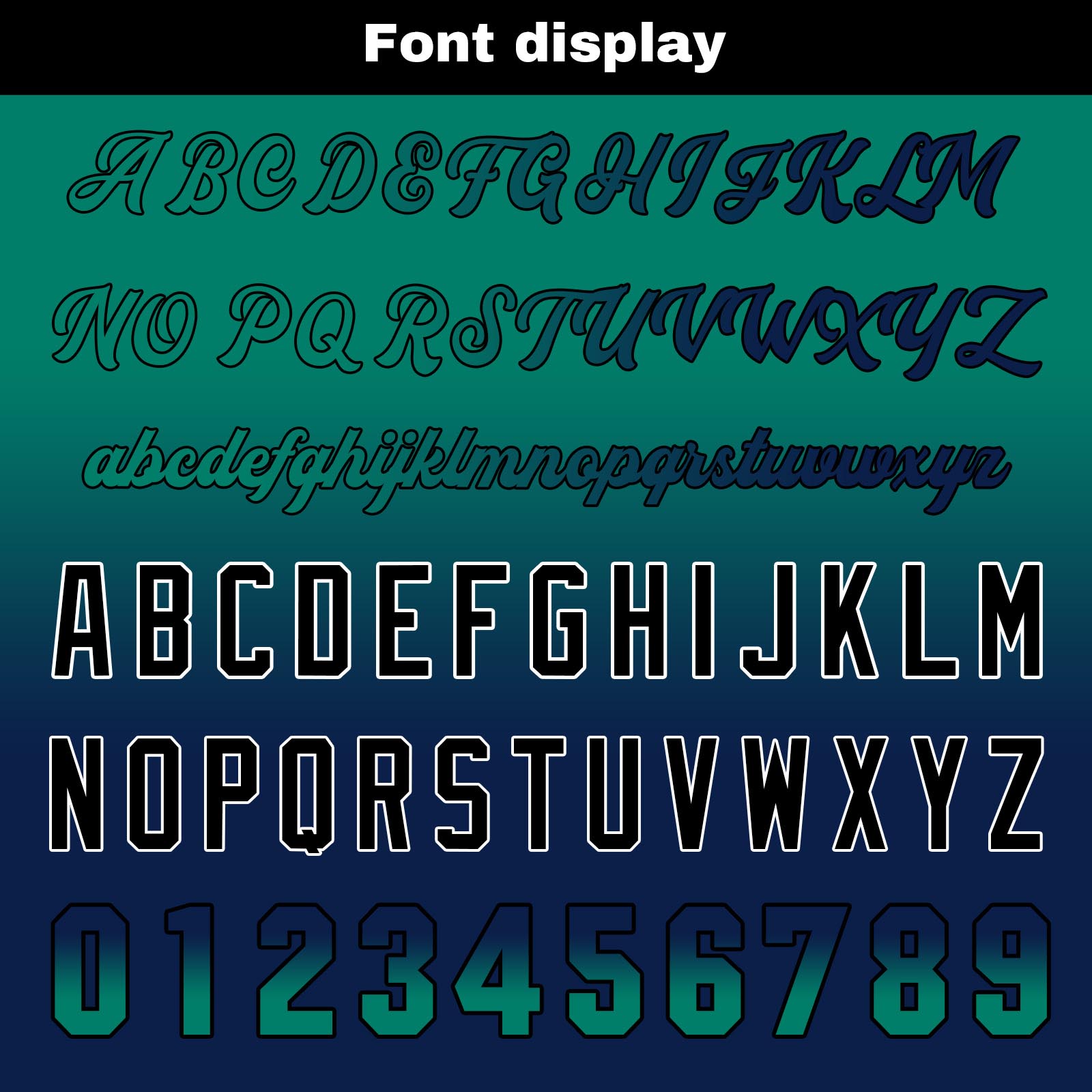 Custom Green&Navy Gradient Baseball Jerseys Personalized Name Number Logo