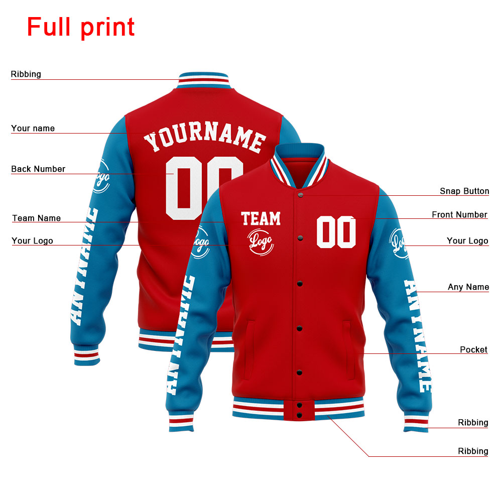 Custom Blue Red Varsity Jacket for Men Women and Youth with Personalized Letterman Jacket 