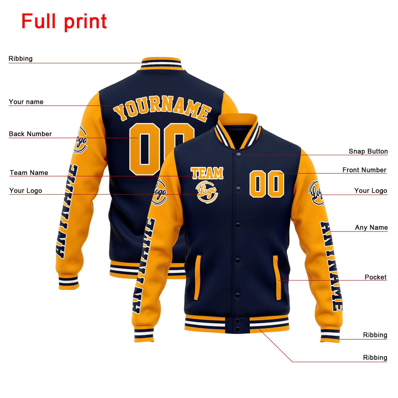 Custom Navy Orange Varsity Jacket for Men Women and Youth with Personalized Letterman Jacket 