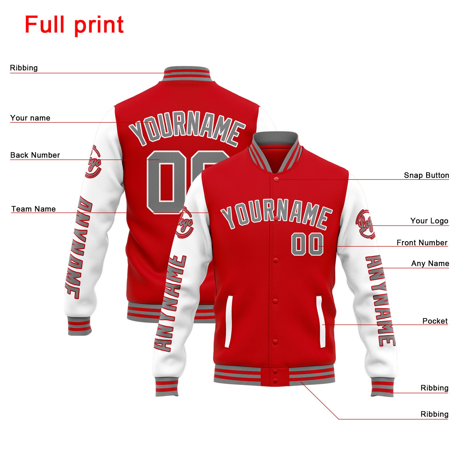 Custom Red White Varsity Jacket for Men Women and Youth with Personalized Letterman Jacket 