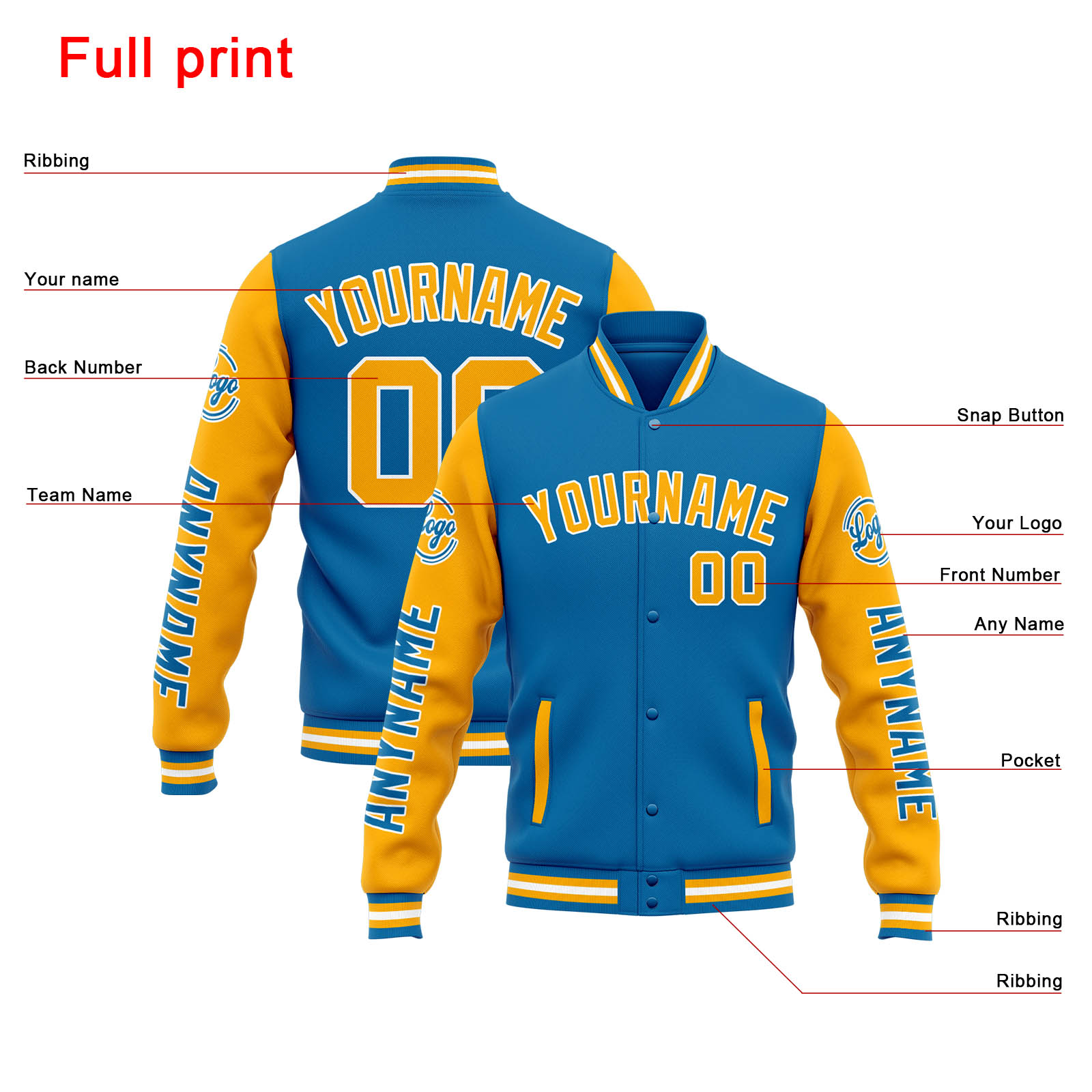Custom Blue Orange Varsity Jacket for Men Women and Youth with Personalized Letterman Jacket 