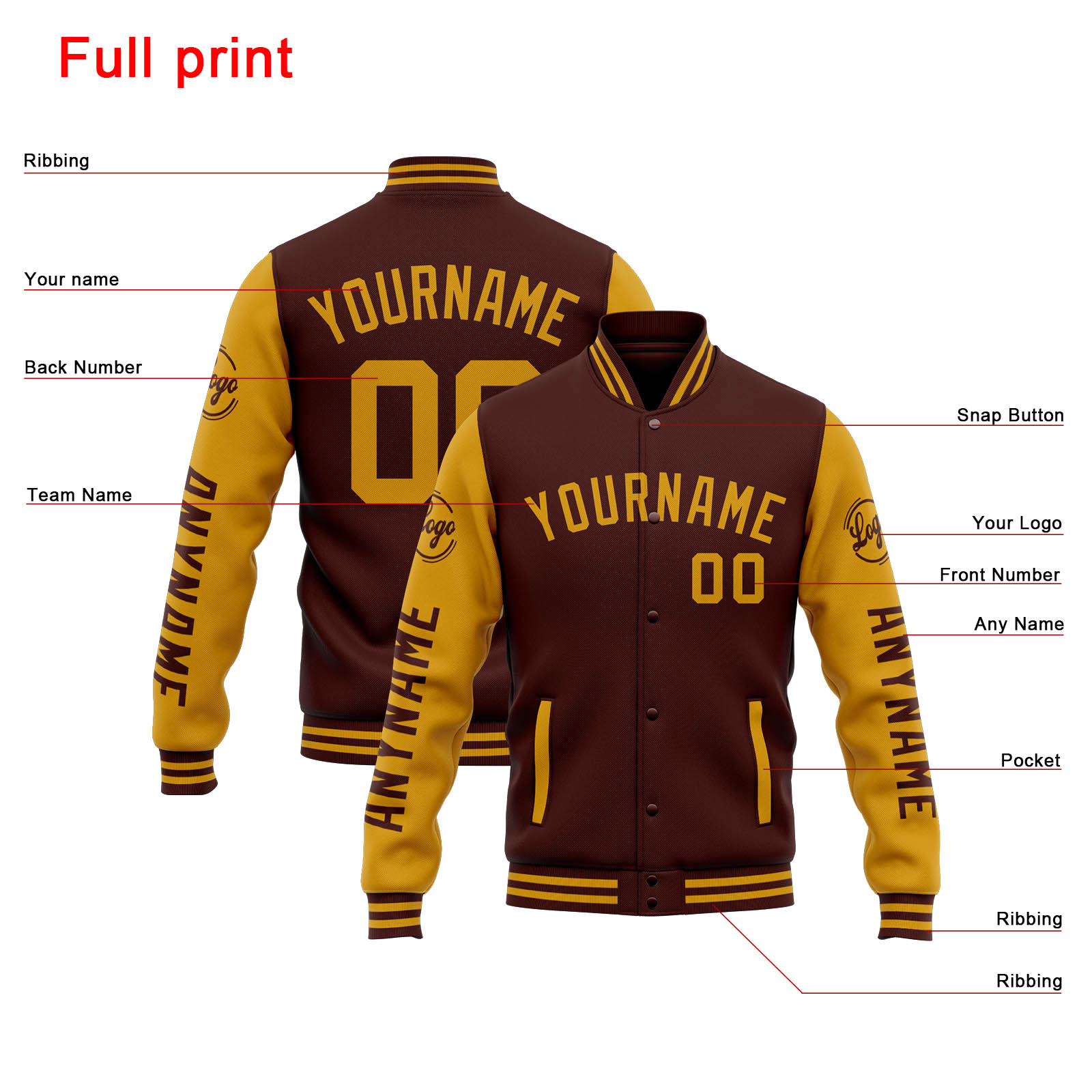 Custom Burgundy Gold Varsity Jacket for Men Women and Youth with Personalized Letterman Jacket 