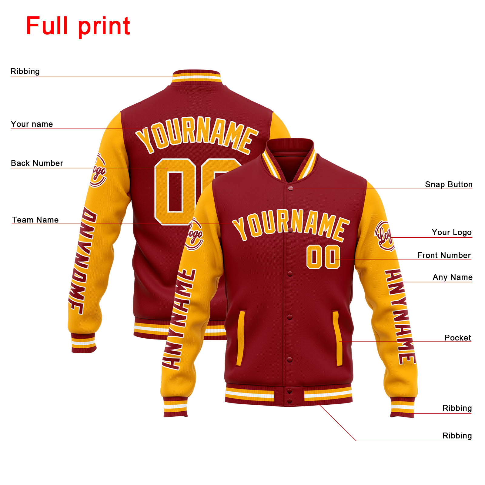 Custom Red Orange Varsity Jacket for Men Women and Youth with Personalized Letterman Jacket 