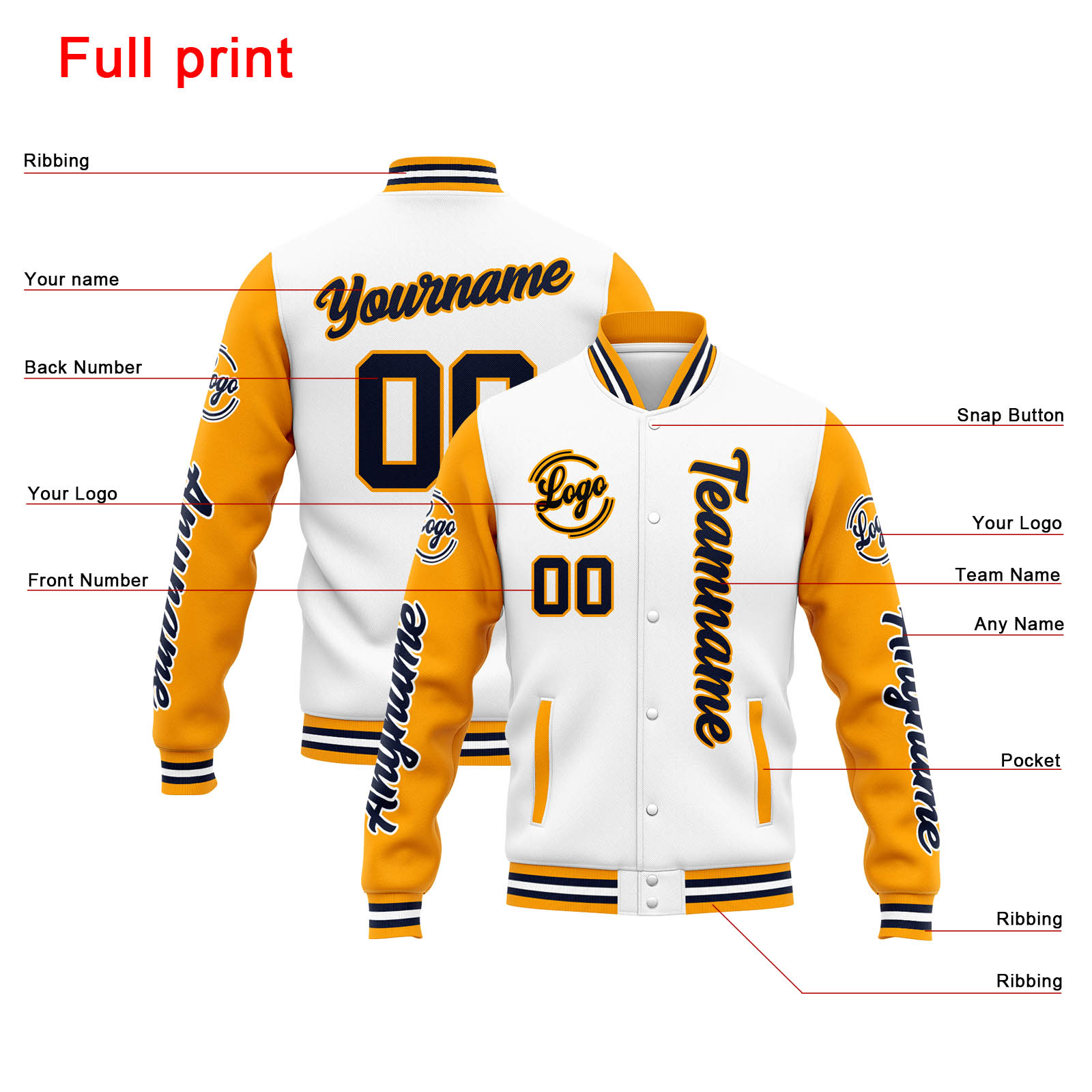 Custom White Orange Navy Varsity Jacket for Men Women and Youth with Personalized Letterman Jacket 