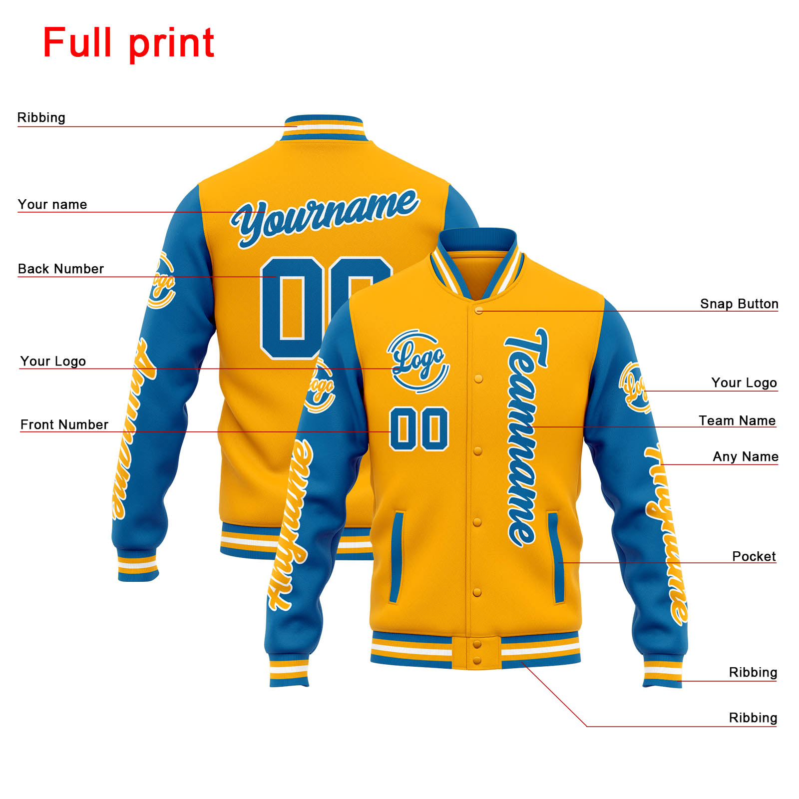 Custom Orange Blue Varsity Jacket for Men Women and Youth with Personalized Letterman Jacket 