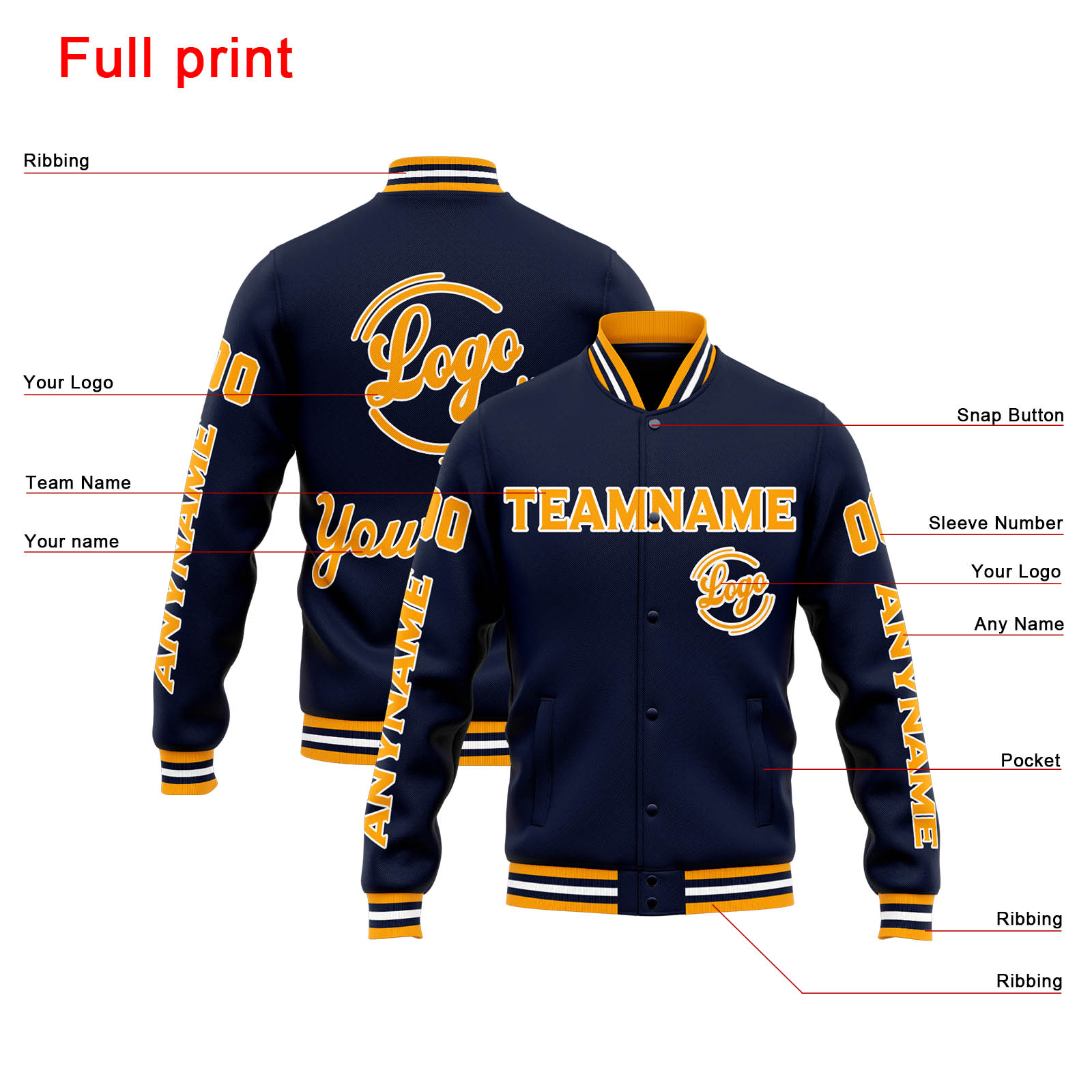 Custom Navy Orange Varsity Jacket for Men Women and Youth with Personalized Letterman Jacket 