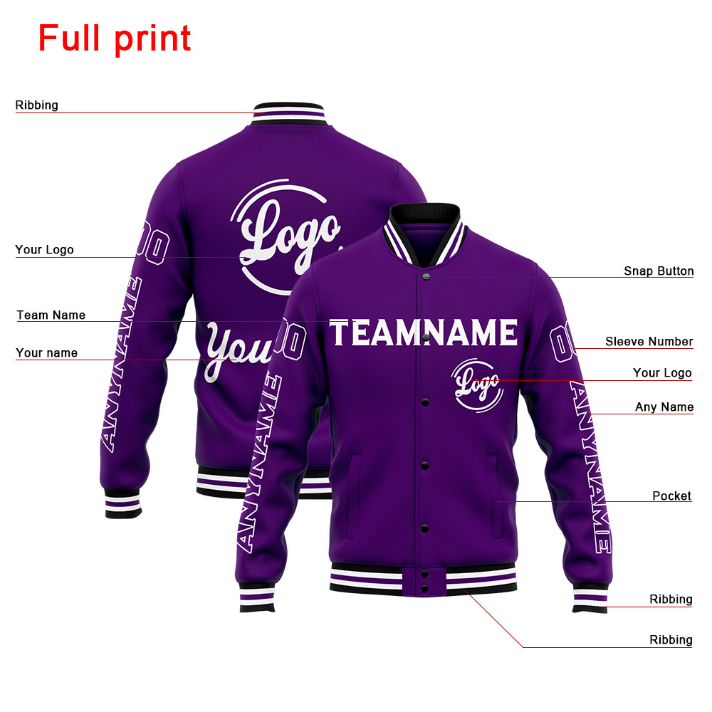 Custom Purple Varsity Jacket for Men Women and Youth with Personalized Letterman Jacket 