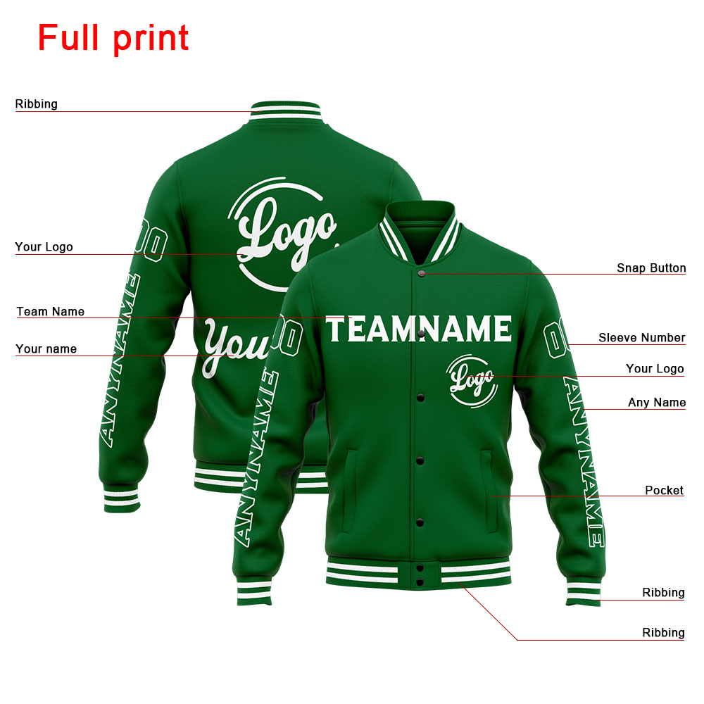 Custom Green Varsity Jacket for Men Women and Youth with Personalized Letterman Jacket 