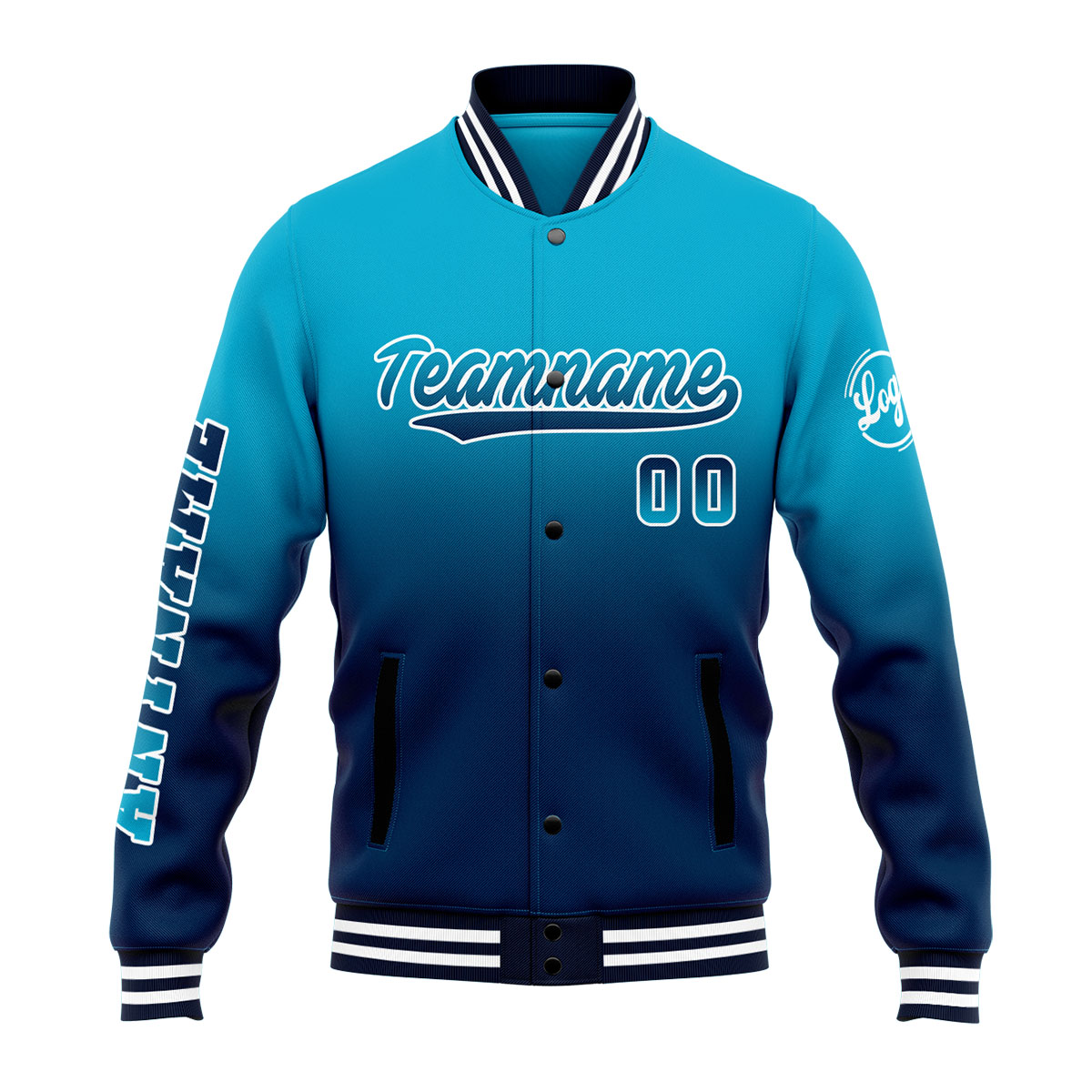 Custom Aqua&Dark Blue Varsity Jacket for Men Women and Youth with Personalized Letterman Jacket 