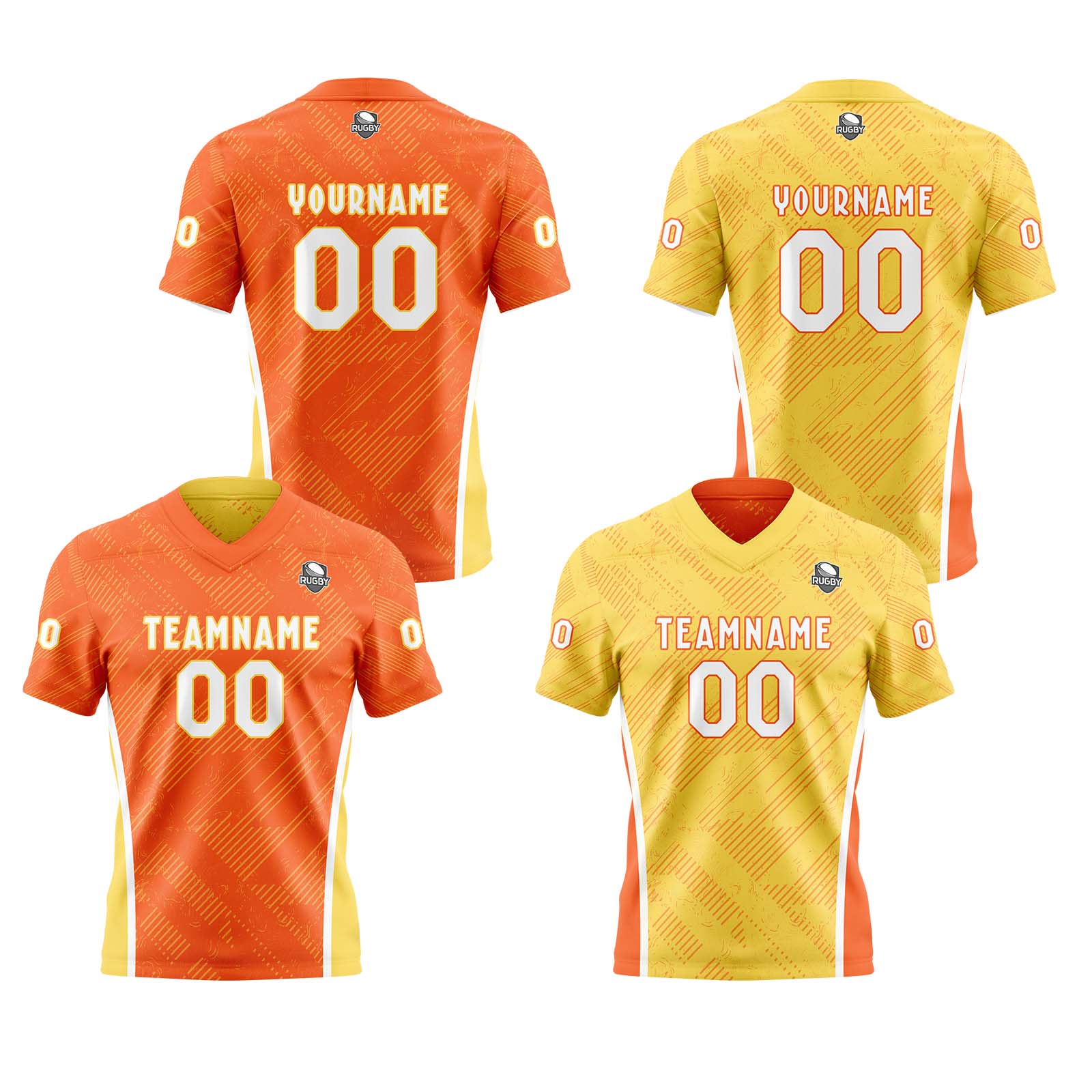 Custom Orange Yellow Reversible Football Jersey Personalized Gradient Football Shirts for Men Printed Team Name Number Logo