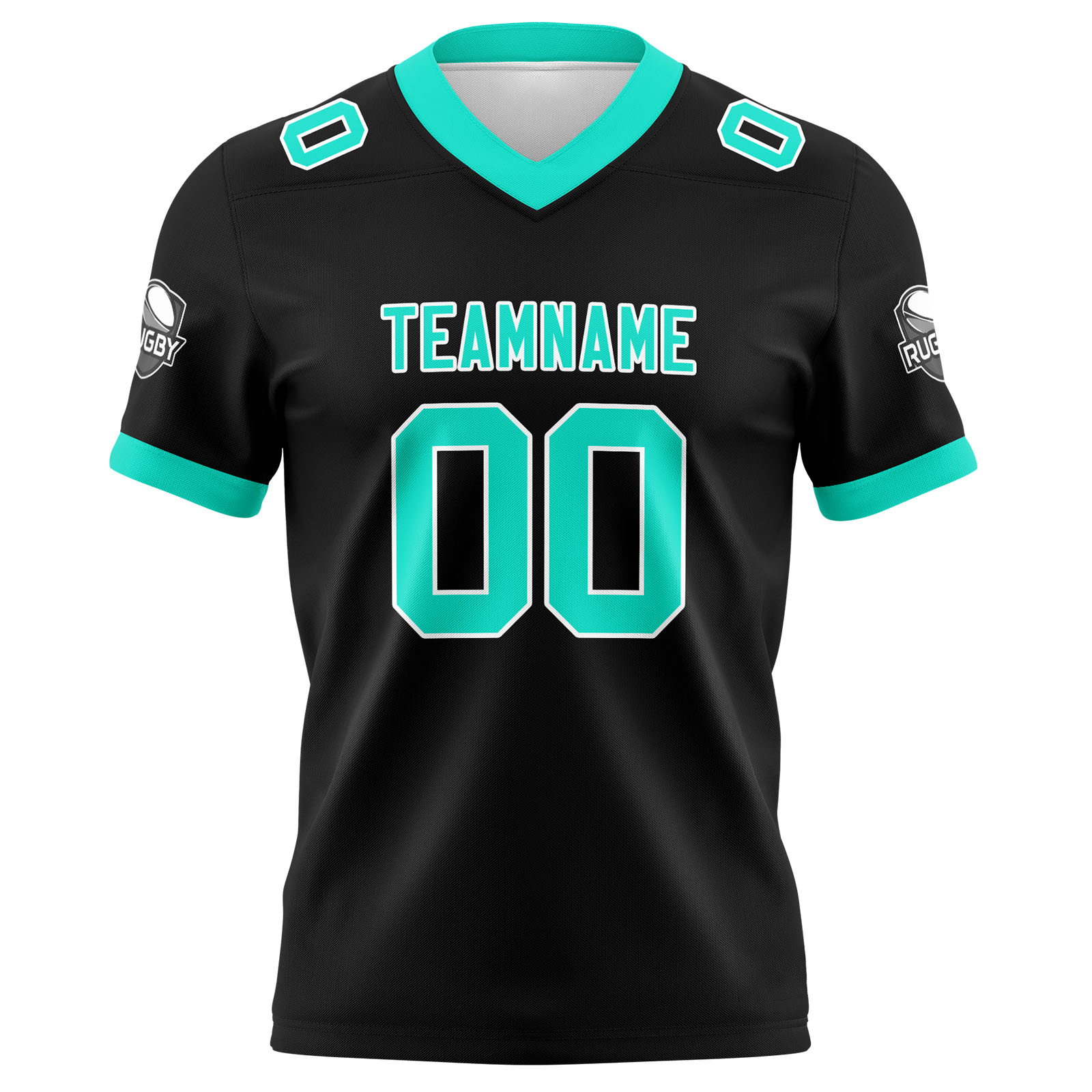 Custom Black Cyan Football Jersey Personalized Football Shirts for Men Printed Team Name Number Logo