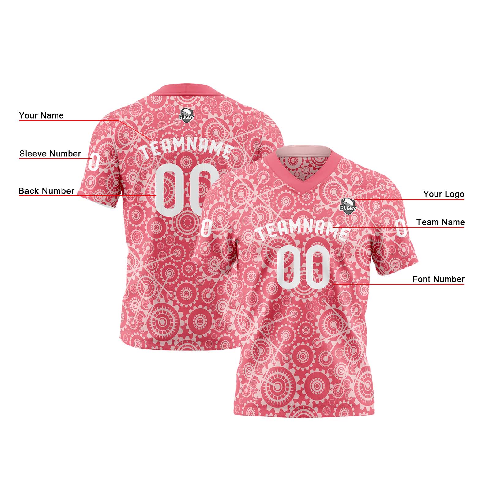 Custom Pink Reversible Football Jersey Personalized Gradient Football Shirts for Men Printed Team Name Number Logo