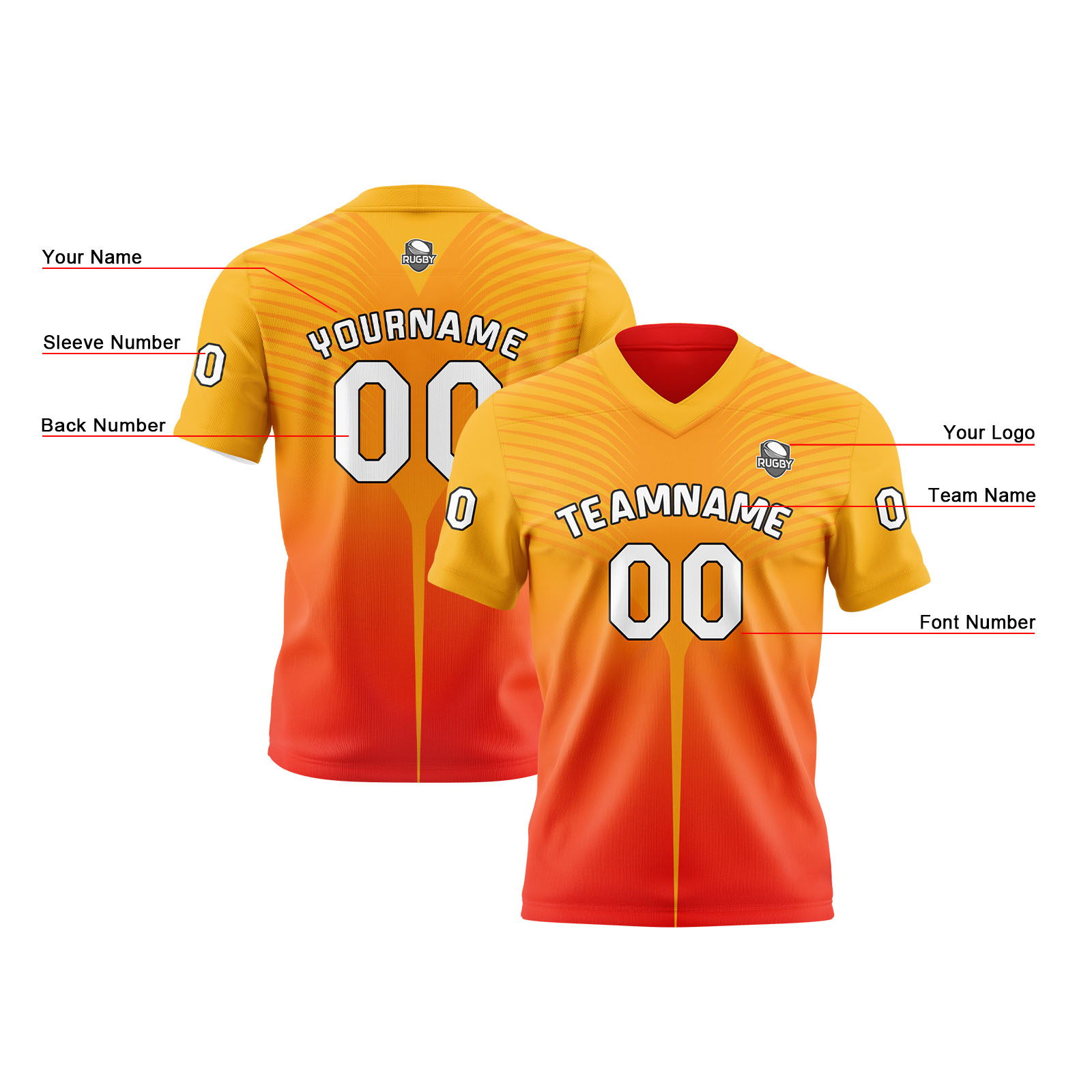 Custom Red Orange Reversible Football Jersey Personalized Gradient Football Shirts for Men Printed Team Name Number Logo