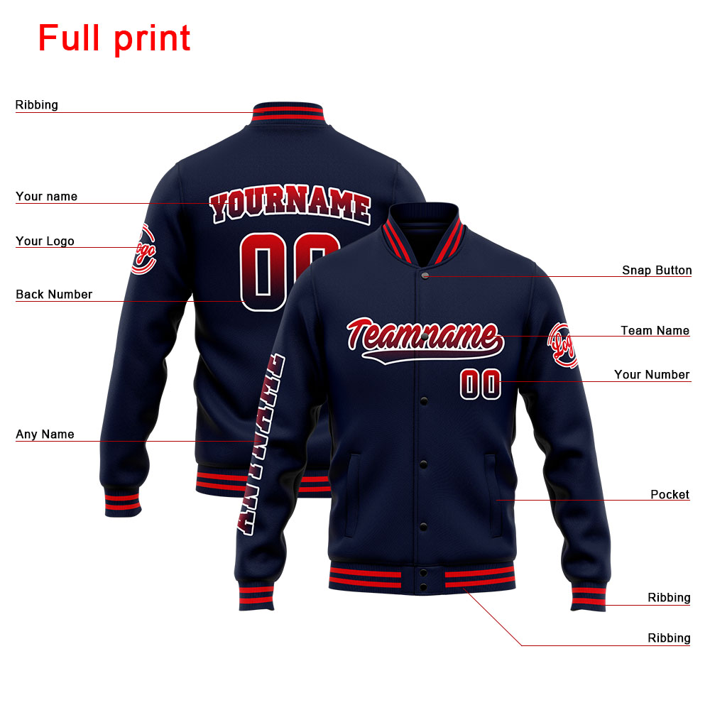 Custom Navy Red Varsity Jacket for Men Women and Youth with Personalized Letterman Jacket 