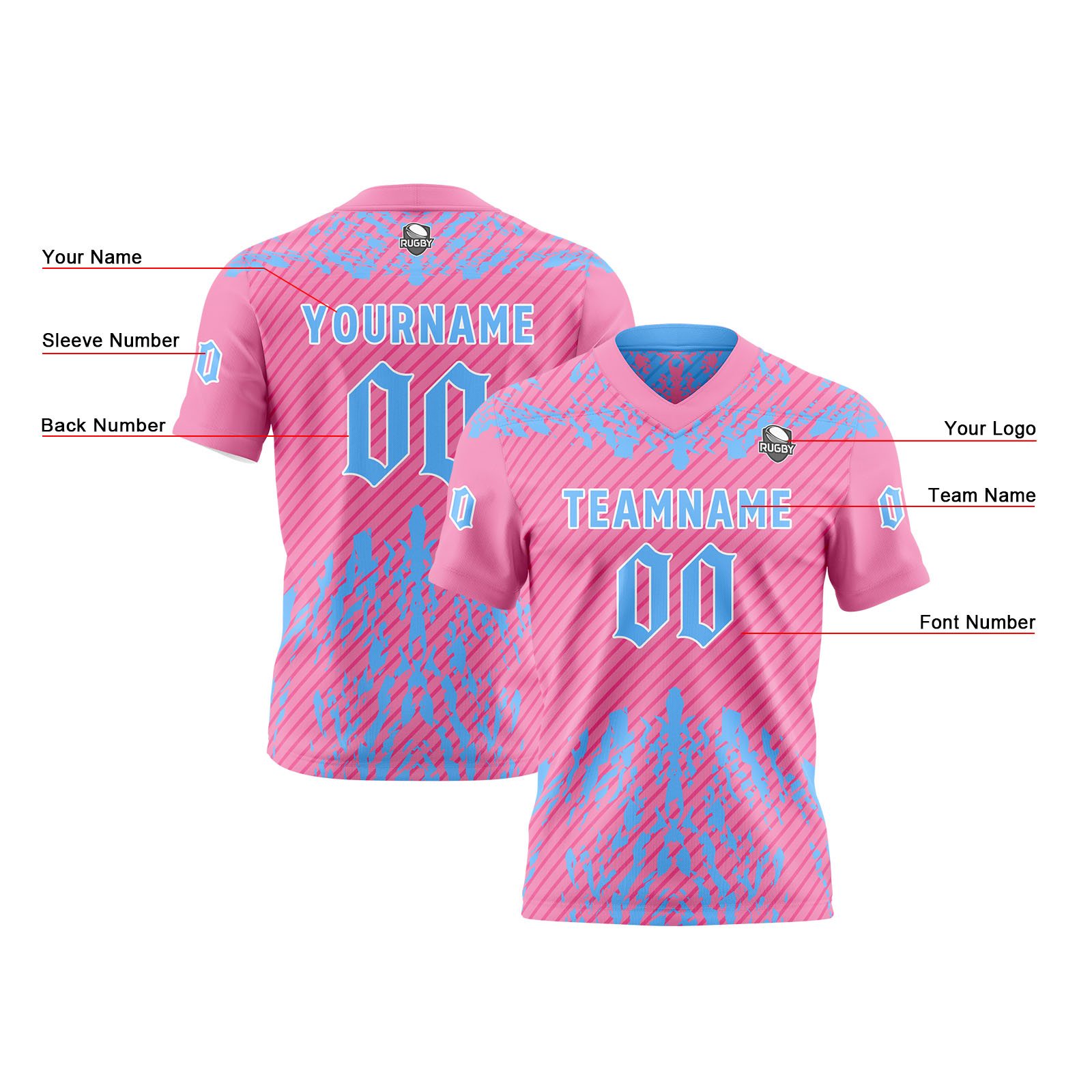 Custom Pink Blue Reversible Football Jersey Personalized Gradient Football Shirts for Men Printed Team Name Number Logo
