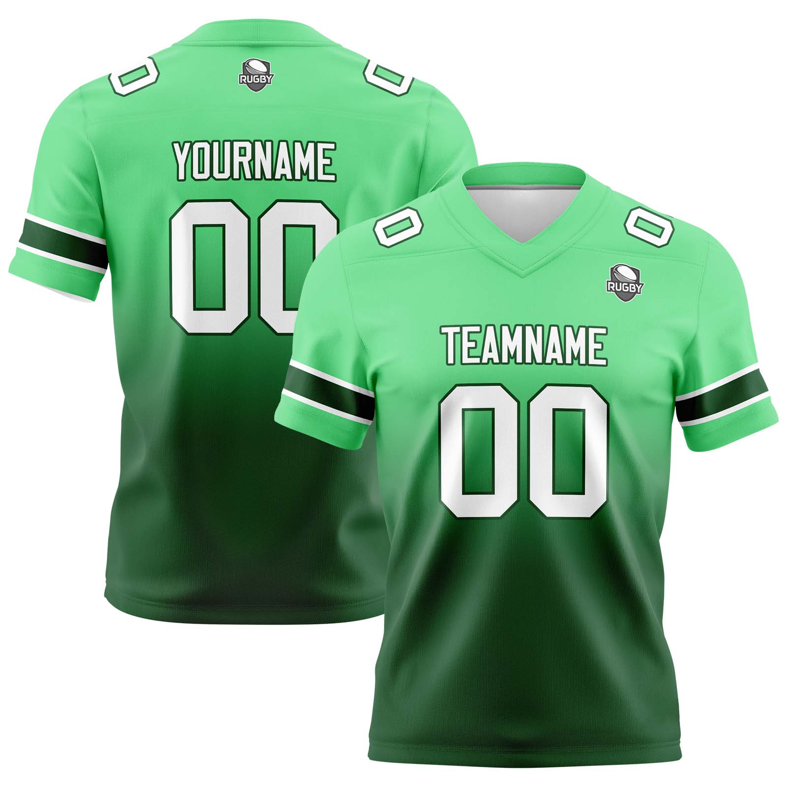 Custom Green Gradient Football Jerseys Personalized Name Number Logo