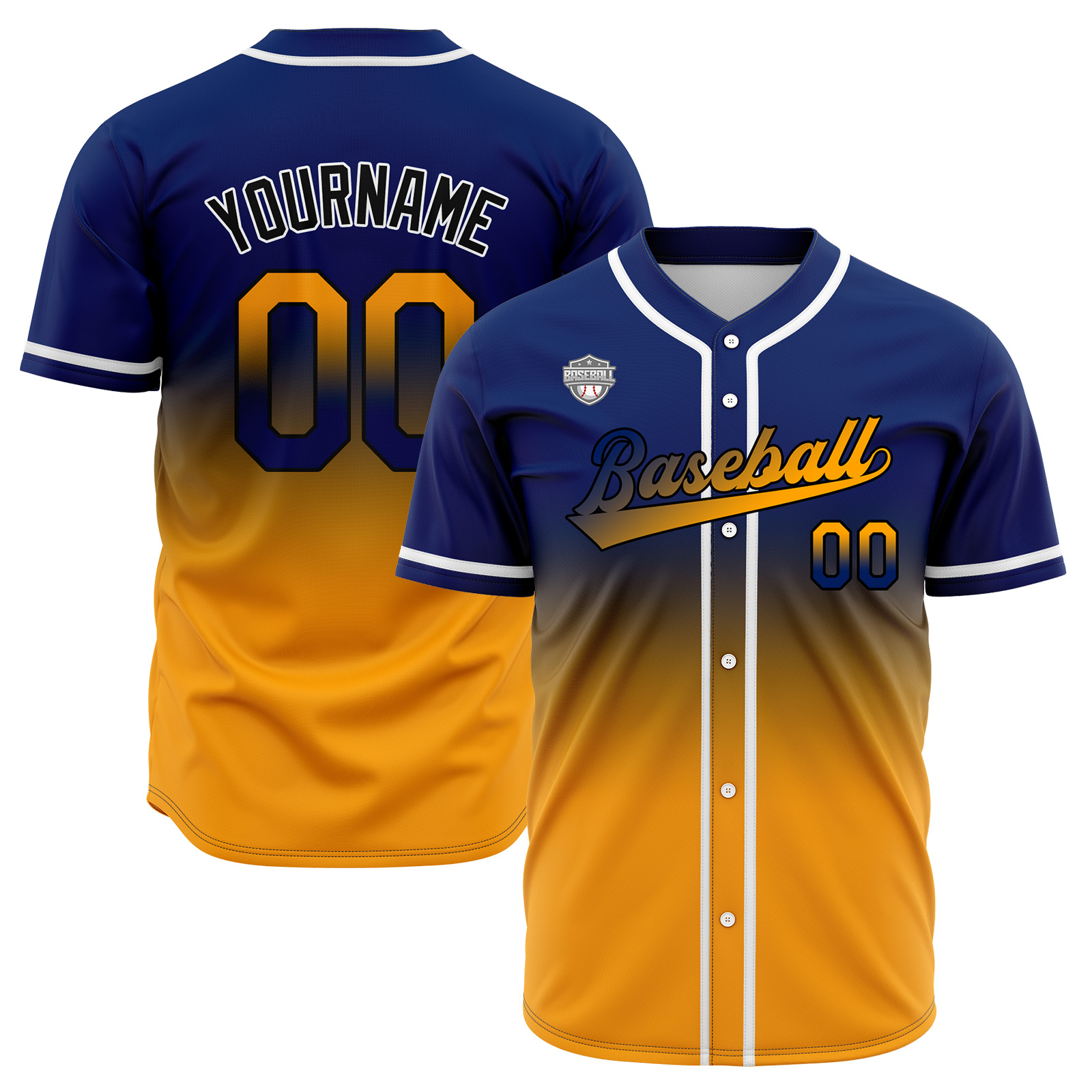 Custom Navy&Orange Gradient Baseball Jerseys Personalized Name Number Logo