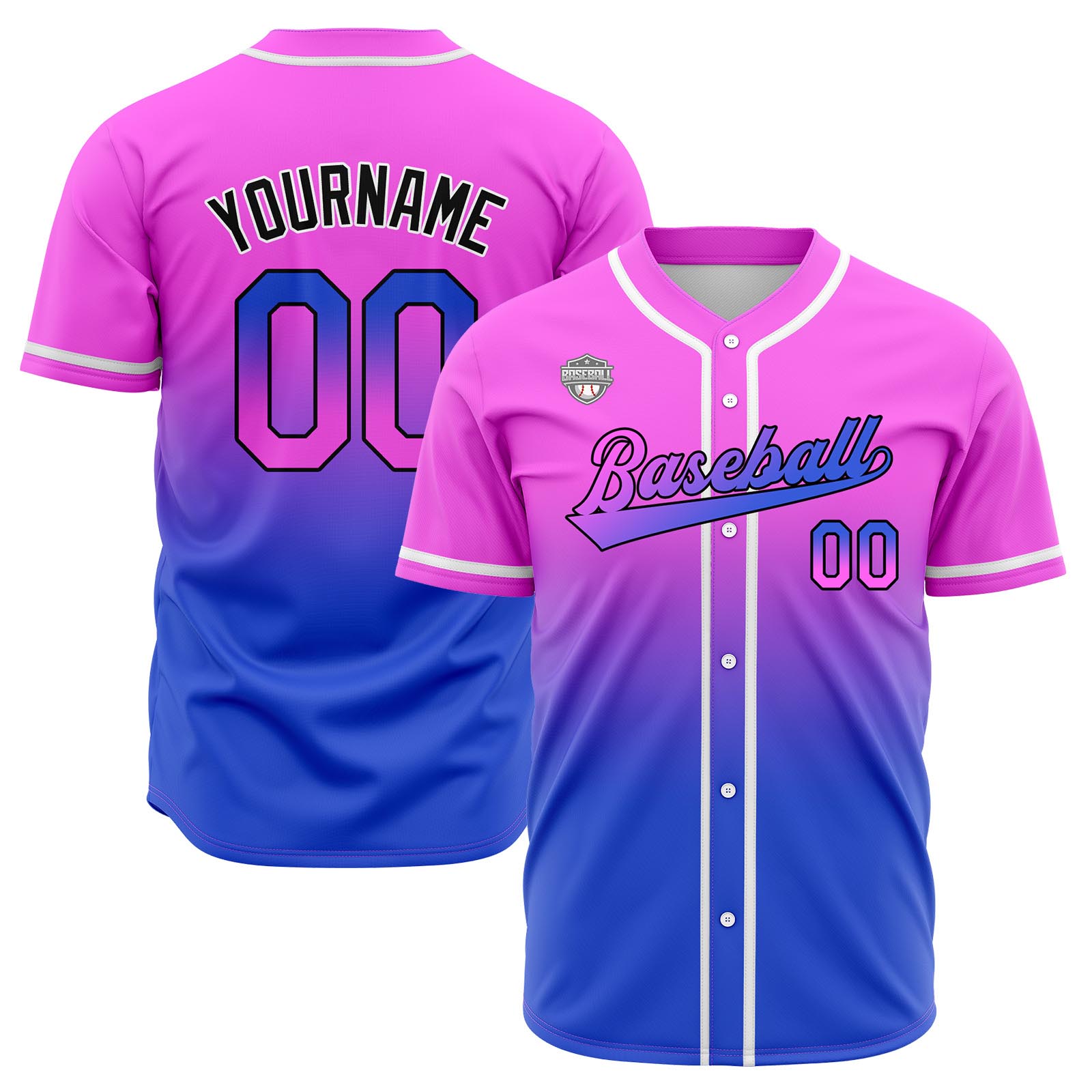 Custom Pink&Blue Gradient Baseball Jerseys Personalized Name Number Logo