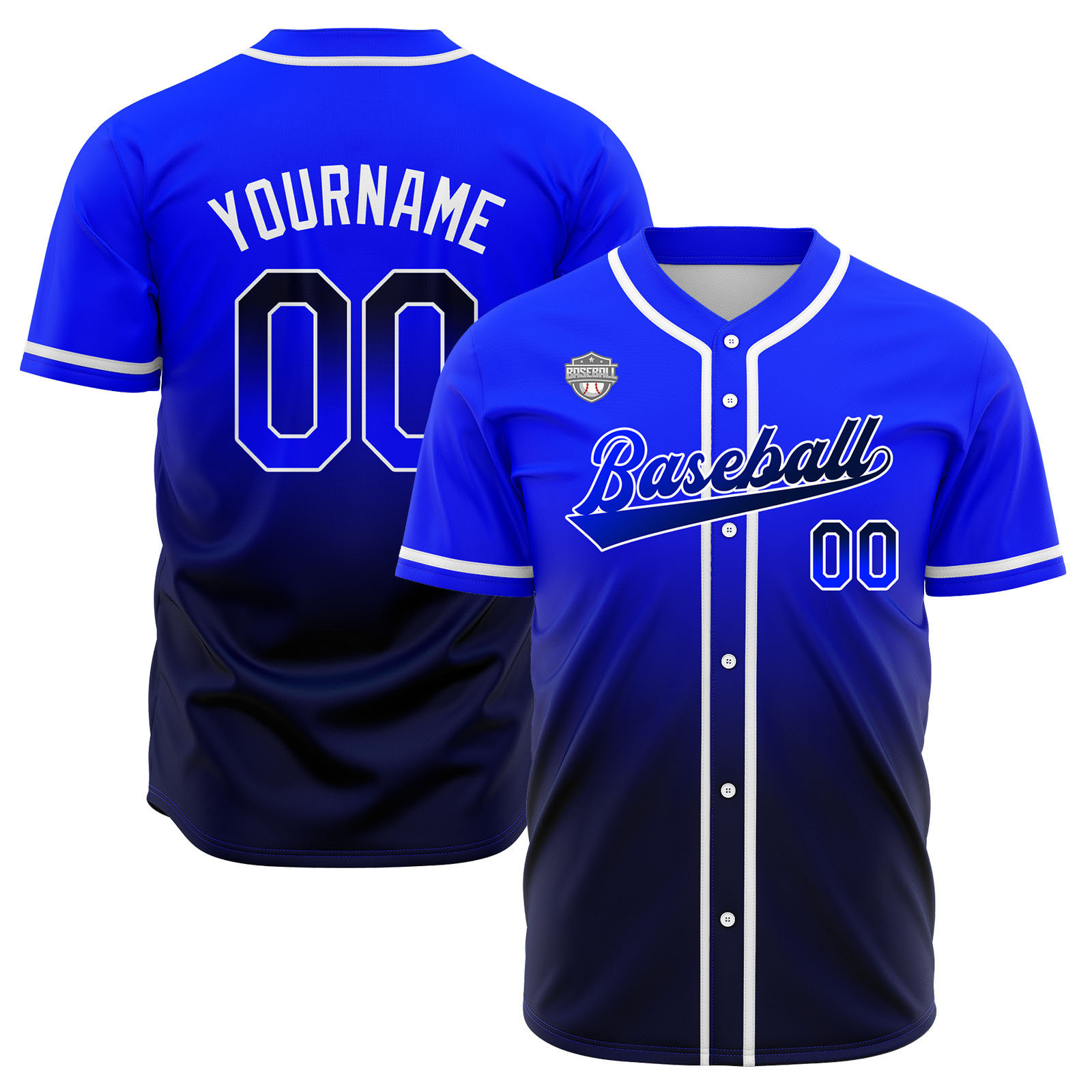 Custom Royal&Navy Gradient Baseball Jerseys Personalized Name Number Logo