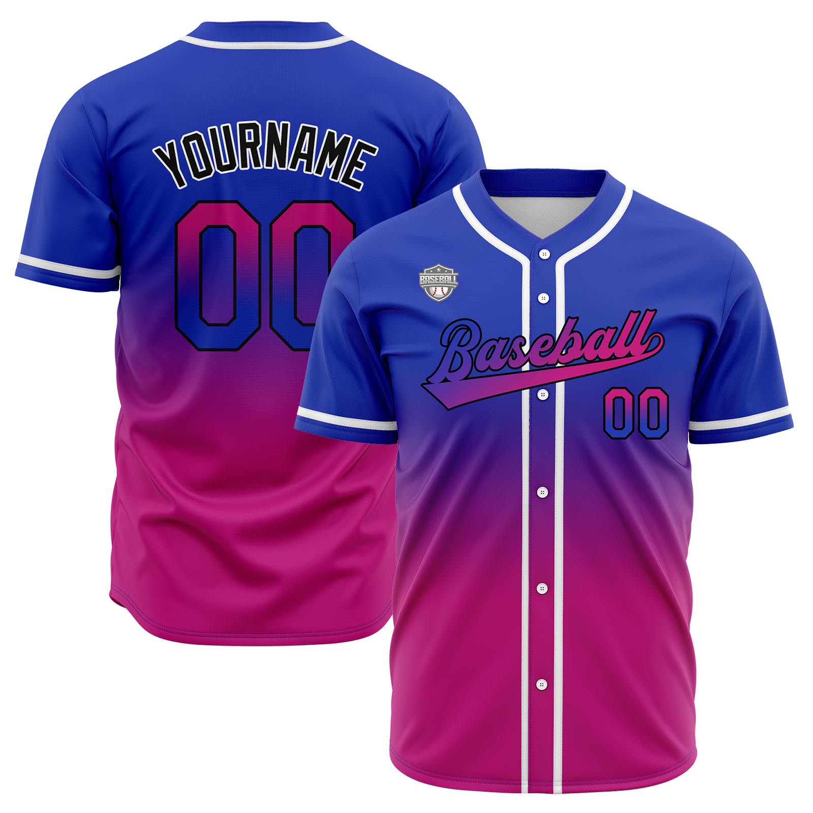 Custom Royal&Rose Gradient Baseball Jerseys Personalized Name Number Logo