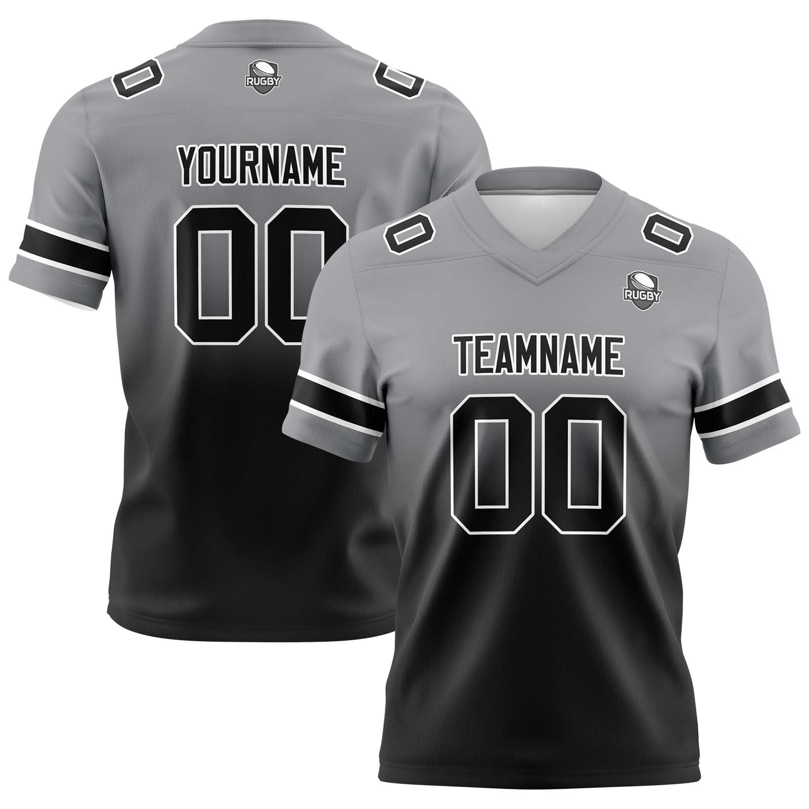 Custom Grey&Black Gradient Football Jerseys Personalized Name Number Logo