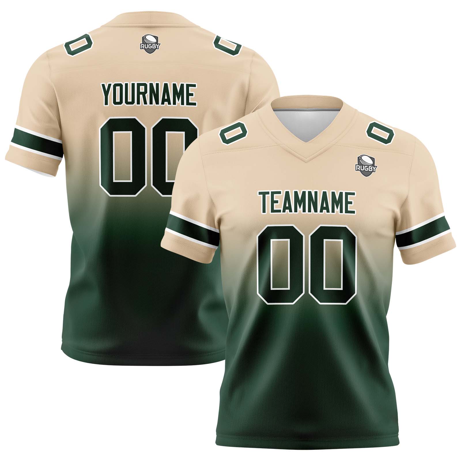 Custom Khaki&Dark Green Gradient Football Jerseys Personalized Name Number Logo