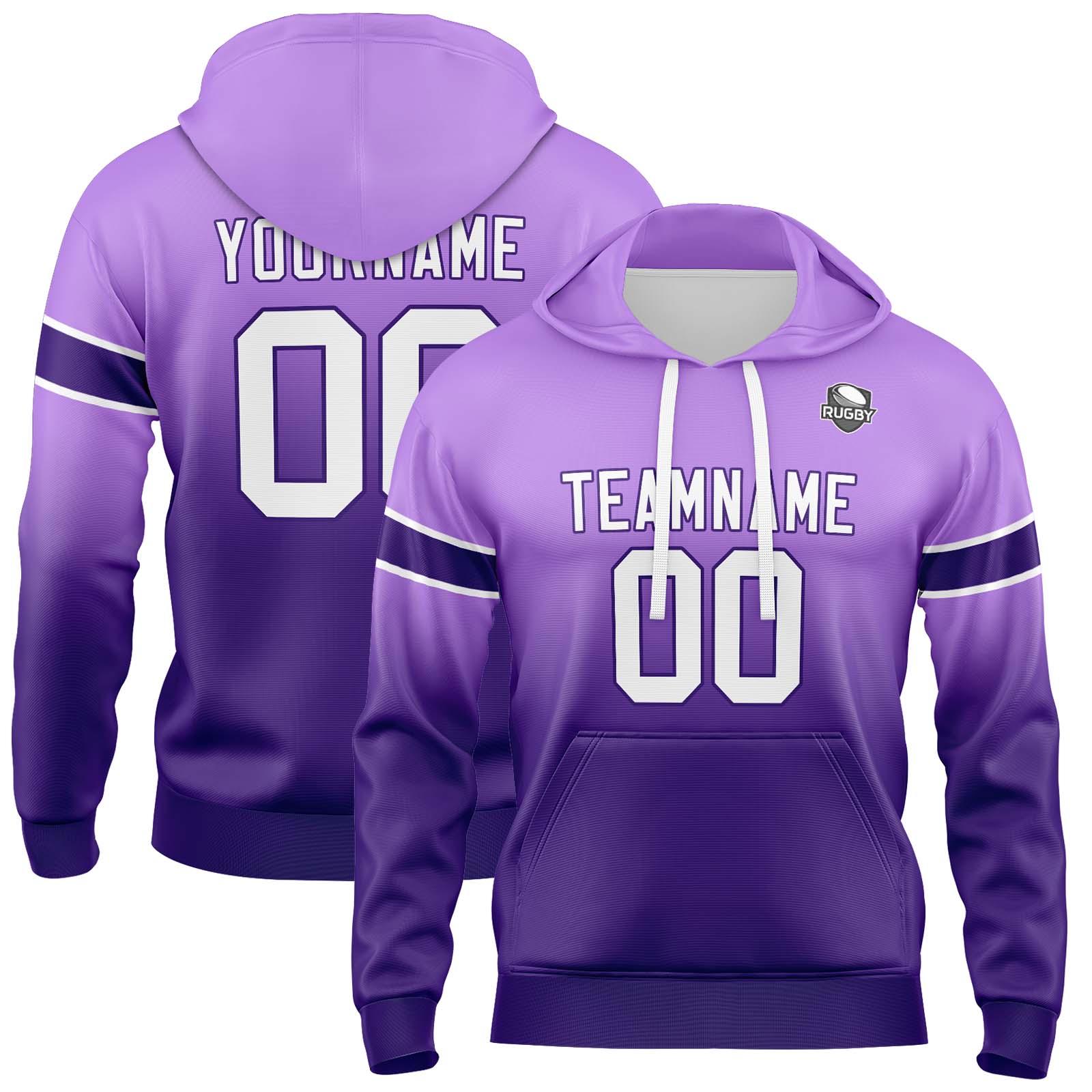 Custom Purple Gradient Hoodie for Women Men and Youths Personalized Pullover Football Sweatshirt
