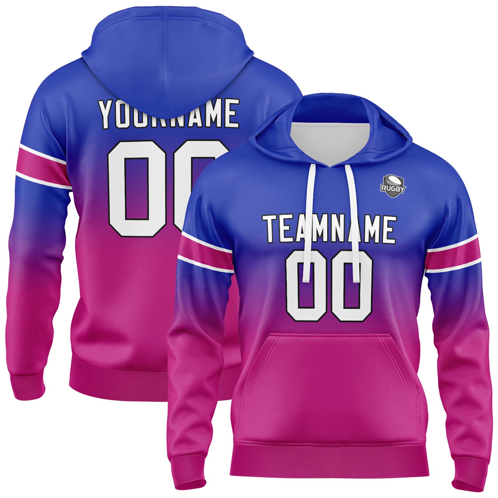 Custom Royal Rose Gradient Hoodie for Women Men and Youths Personalized Pullover Football Sweatshirt
