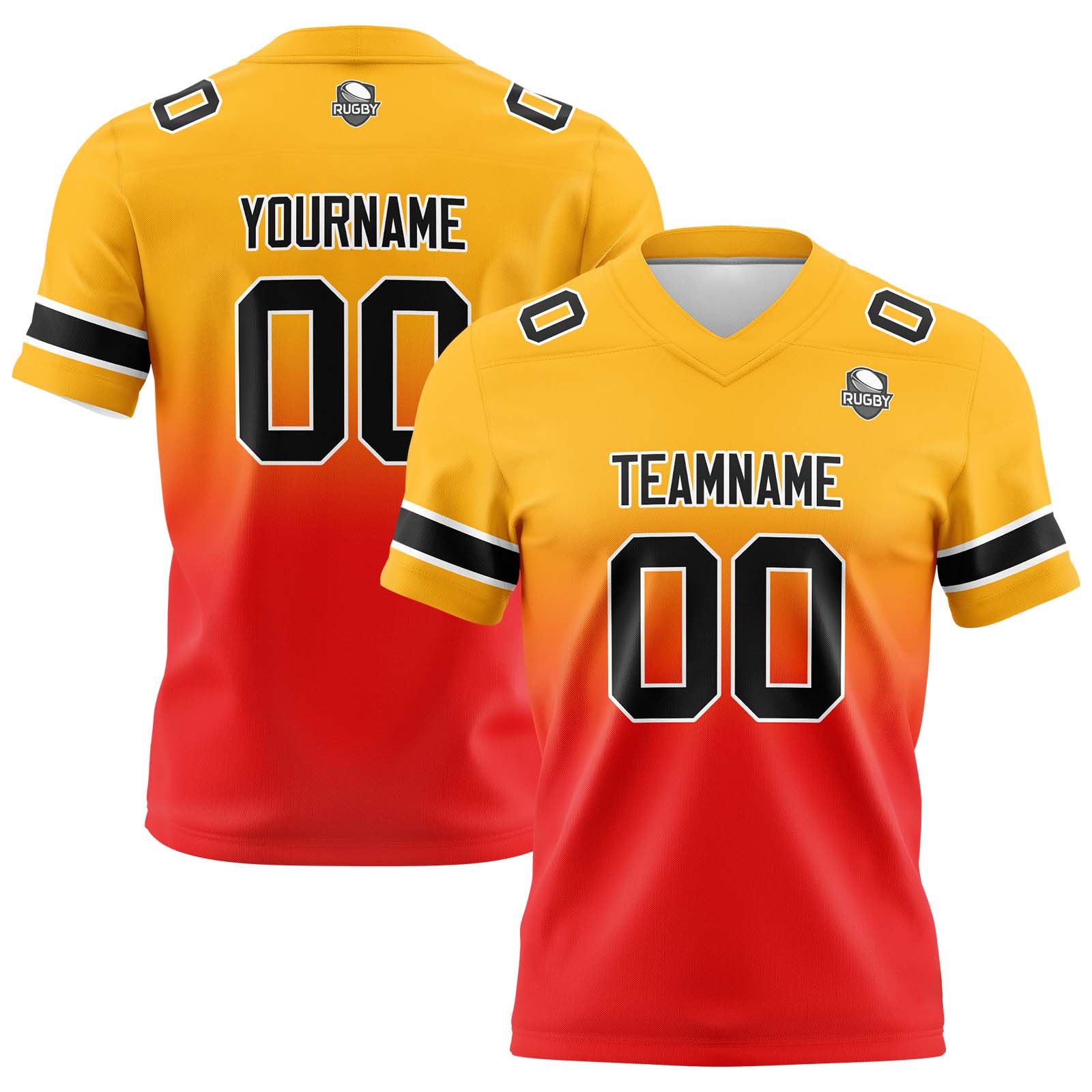 Custom Light Orange&Red Gradient Football Jerseys Personalized Name Number Logo