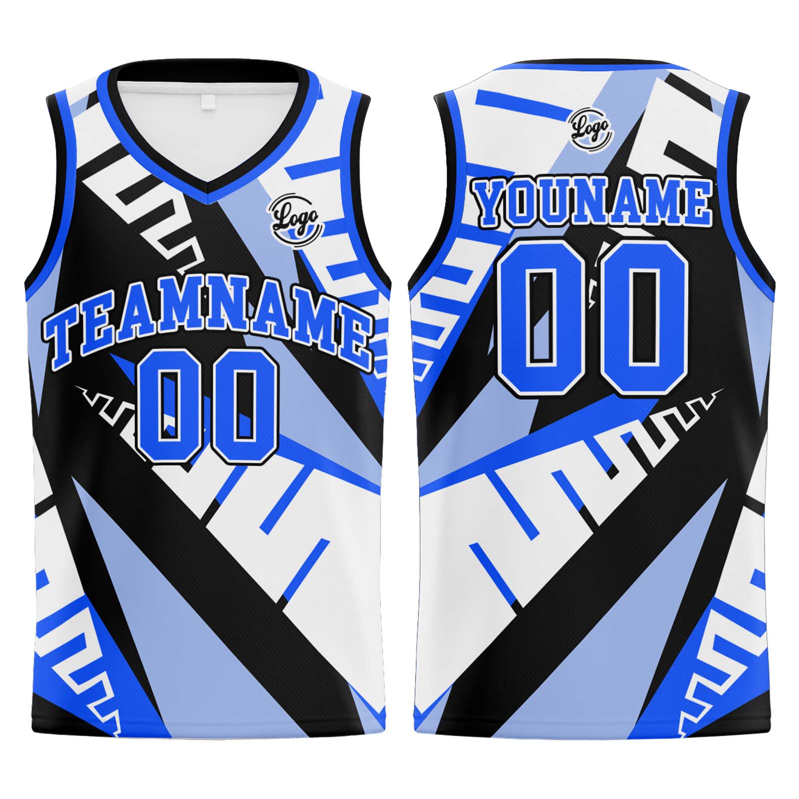 Custom White Black Blue Basketball Jerseys Personalized Jersey Printed Men Women Team Jerseys Shorts with Name Logo and Number