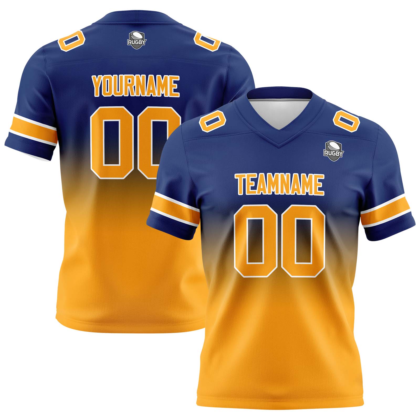 Custom Navy&Orange Gradient Football Jerseys Personalized Name Number Logo