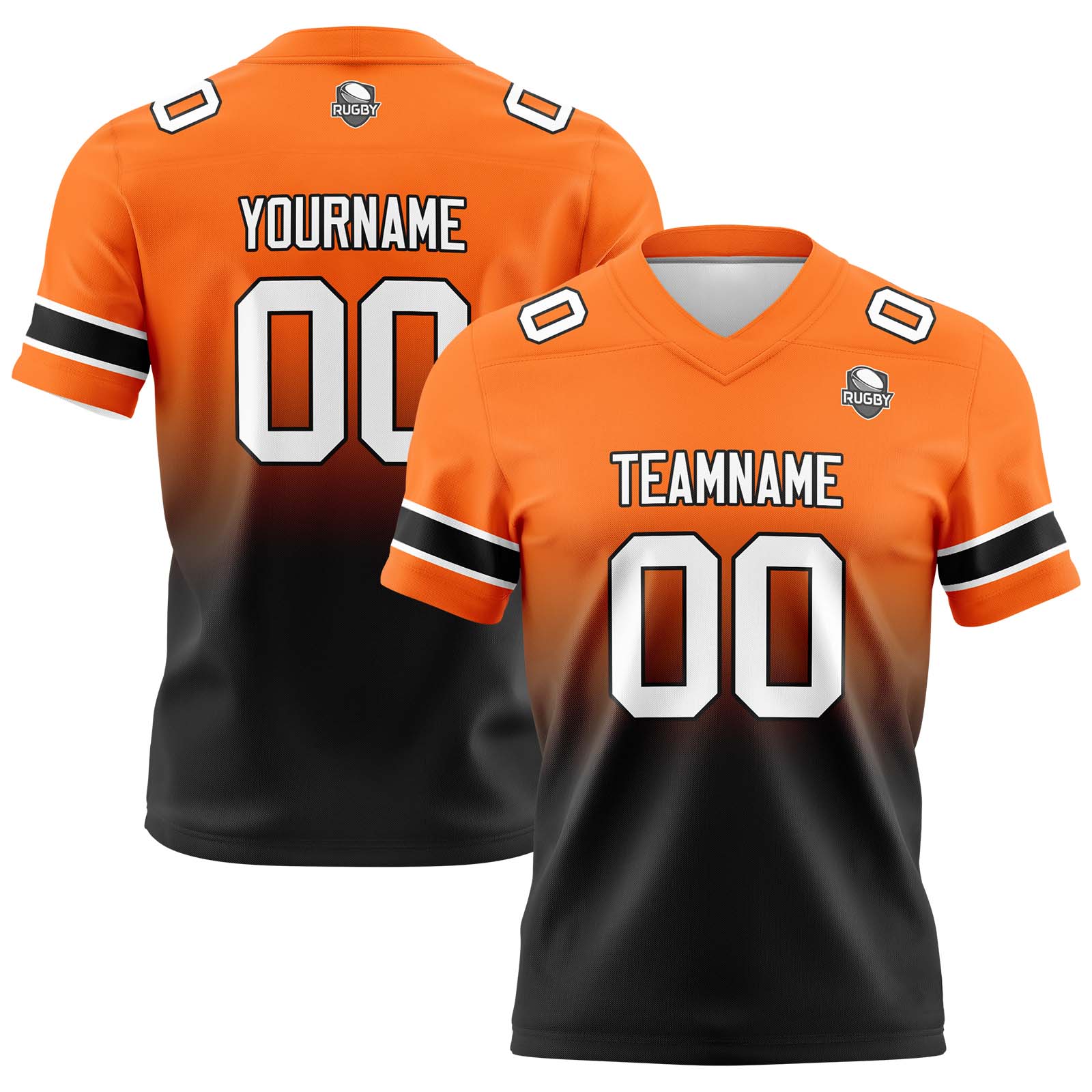 Custom Orange&Black Gradient Football Jerseys Personalized Name Number Logo