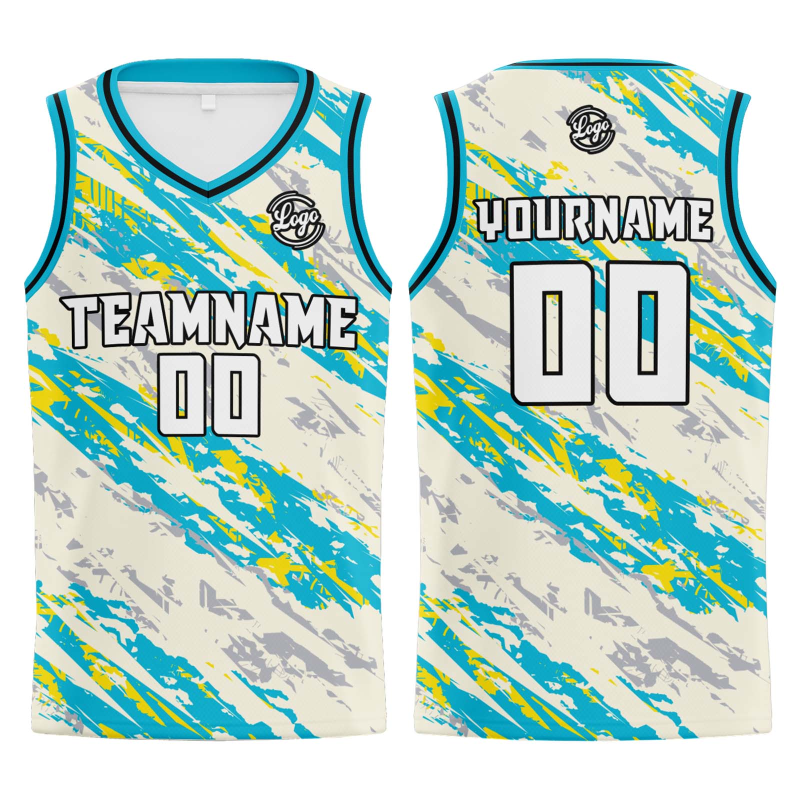 Custom Cream Light Blue Basketball Jerseys Personalized Jersey Printed Men Women Team Jerseys Shorts with Name Logo and Number