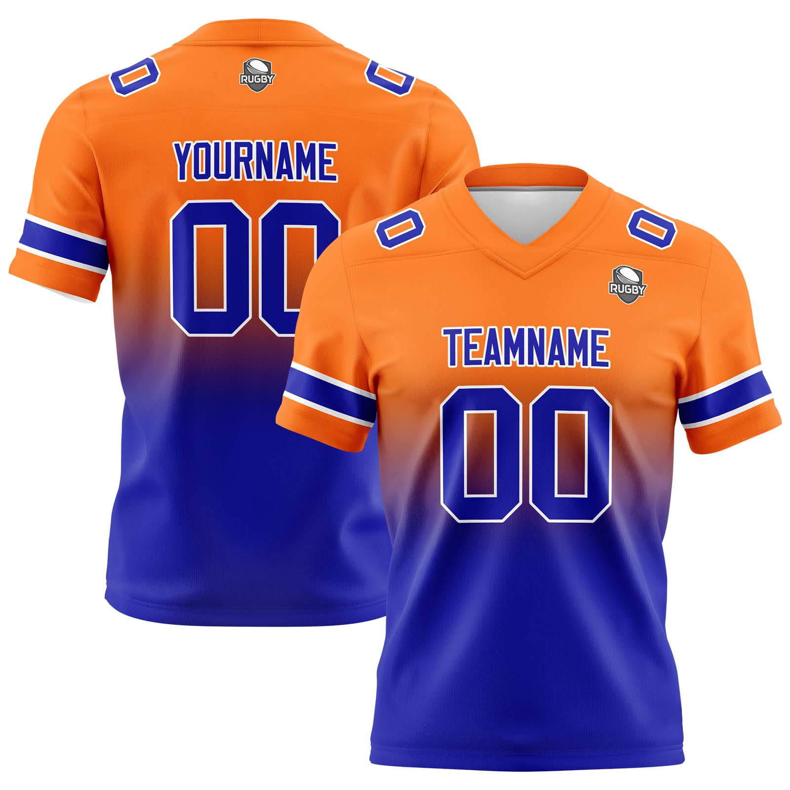 Custom Orange&Royal Gradient Football Jerseys Personalized Name Number Logo