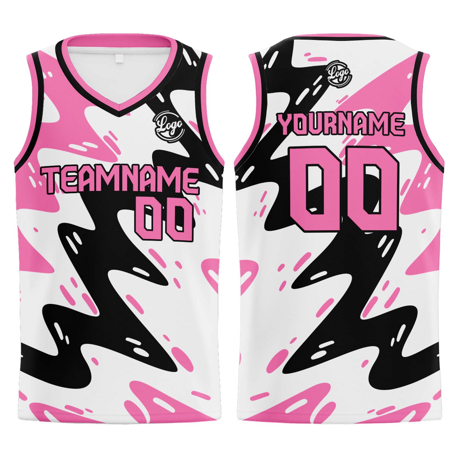 Custom White Black Pink Basketball Jerseys Personalized Jersey Printed Men Women Team Jerseys Shorts with Name Logo and Number
