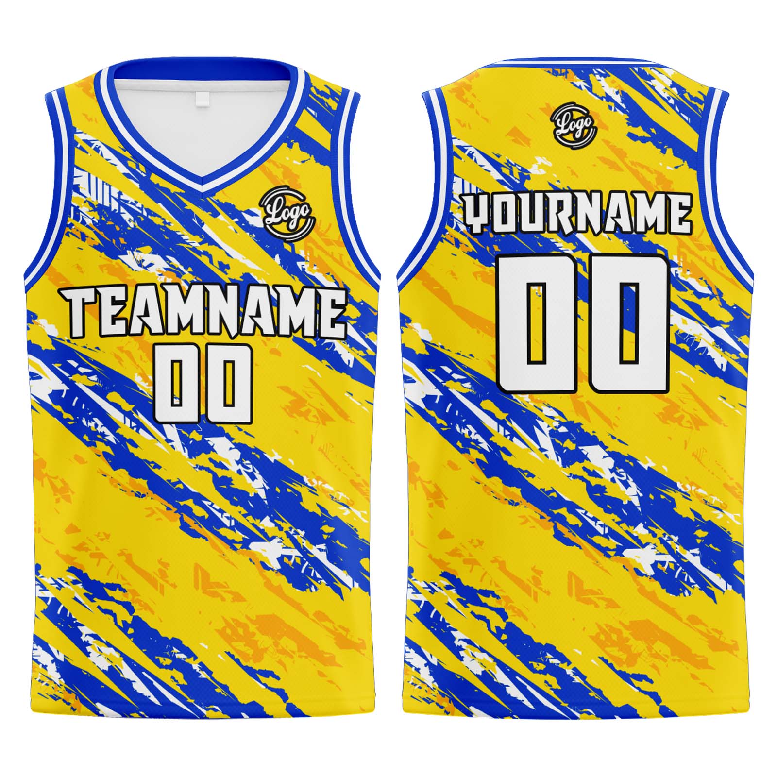 Custom Yellow Blue Basketball Jerseys Personalized Jersey Printed Men Women Team Jerseys Shorts with Name Logo and Number