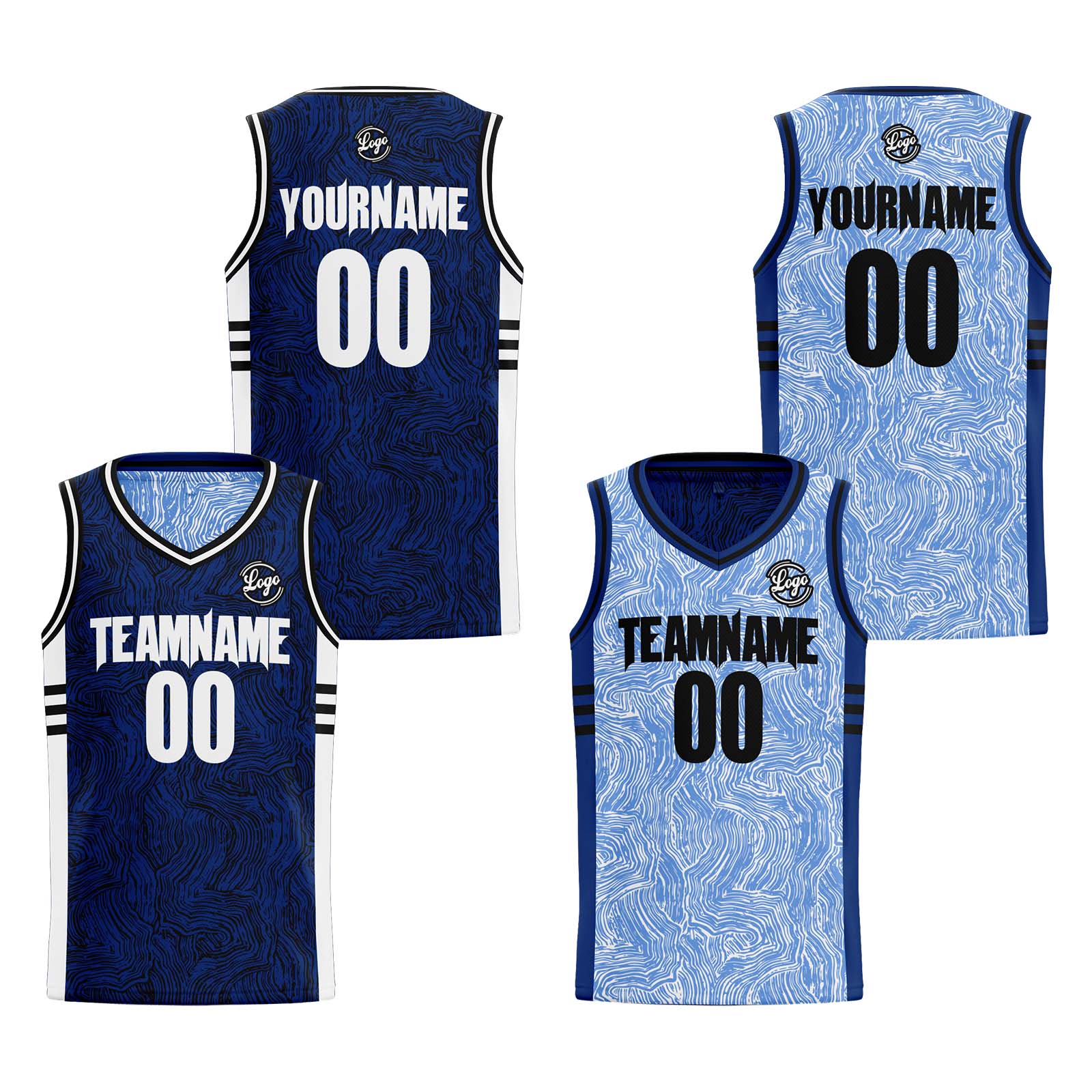 Custom Black Blue Reversible Basketball Jersey Basketball Uniform Basketball Shirts for Men Personalized Print Name Number