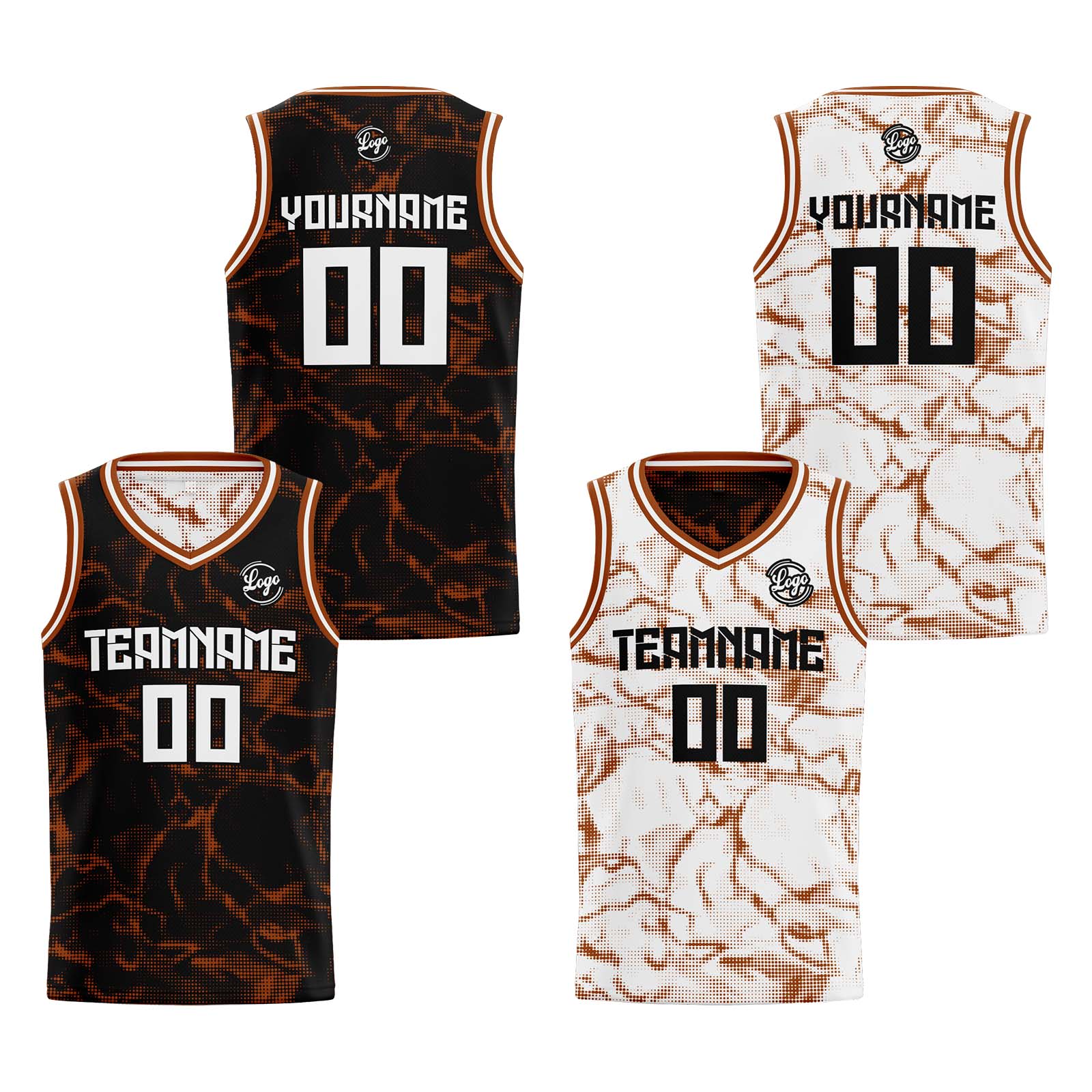 Custom Black Brown Reversible Basketball Jersey Basketball Uniform Basketball Shirts for Men Personalized Print Name Number