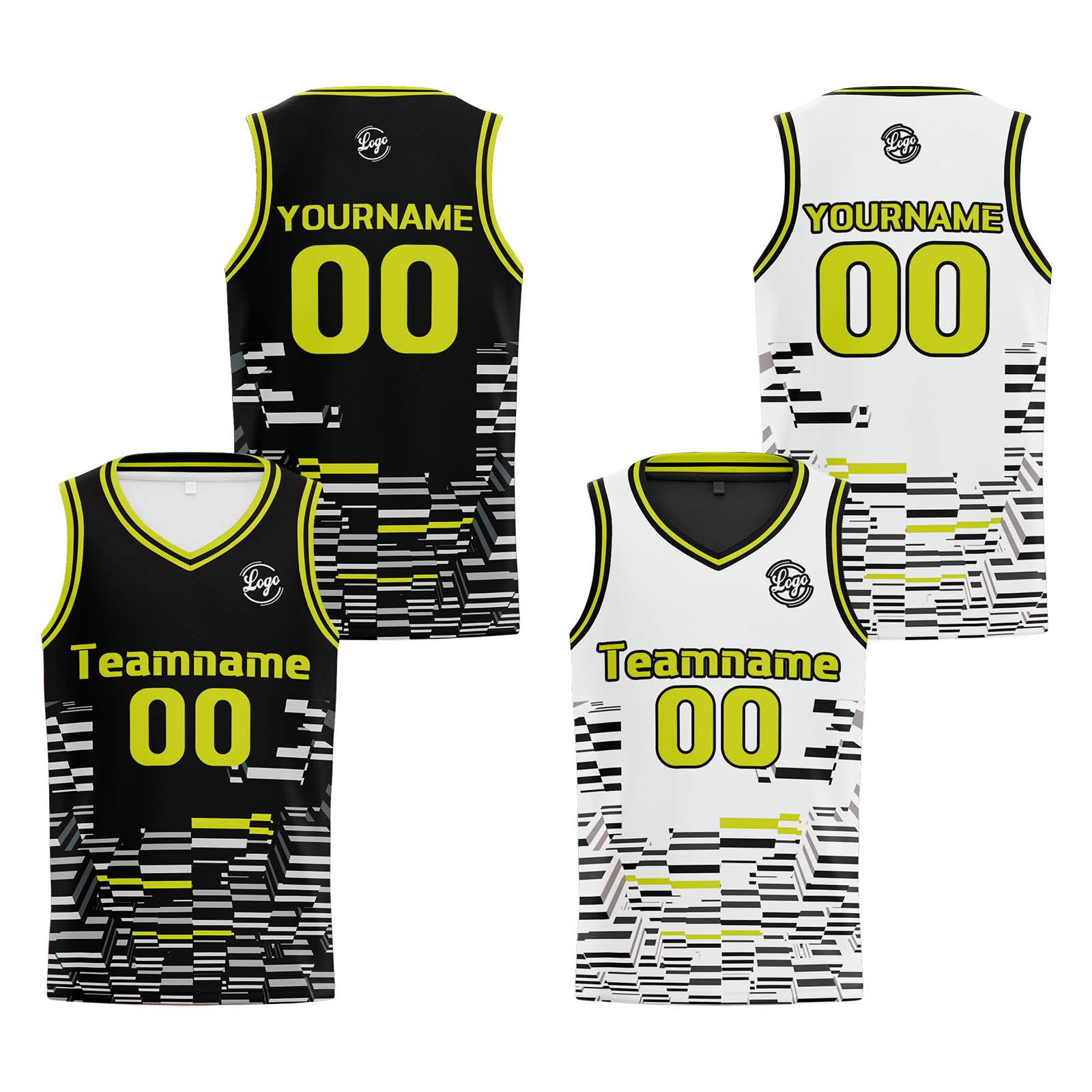 Custom Black Lime Green Reversible Basketball Jersey Basketball Uniform Basketball Shirts for Men Personalized Print Name Number