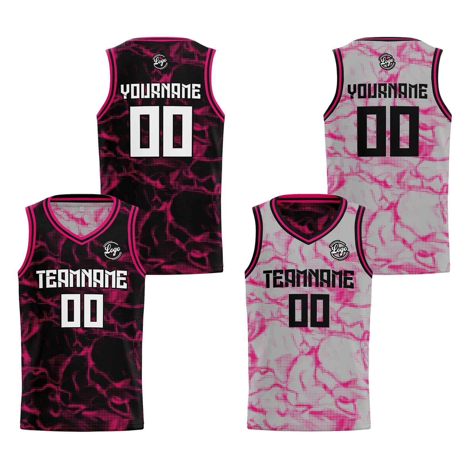 Custom Black Pink Reversible Basketball Jersey Basketball Uniform Basketball Shirts for Men Personalized Print Name Number