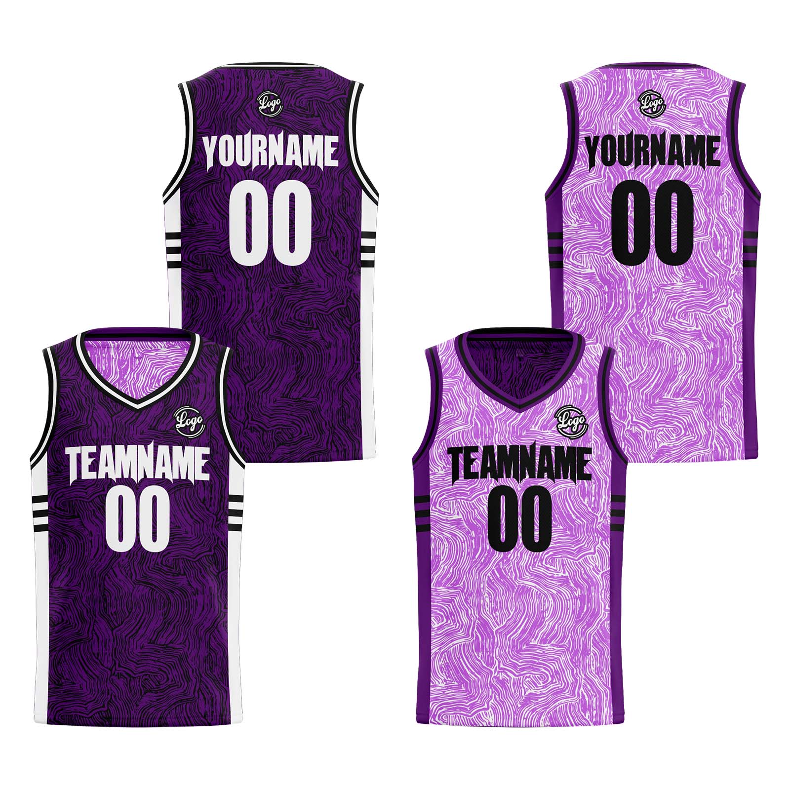 Custom Black Purple Reversible Basketball Jersey Basketball Uniform Basketball Shirts for Men Personalized Print Name Number