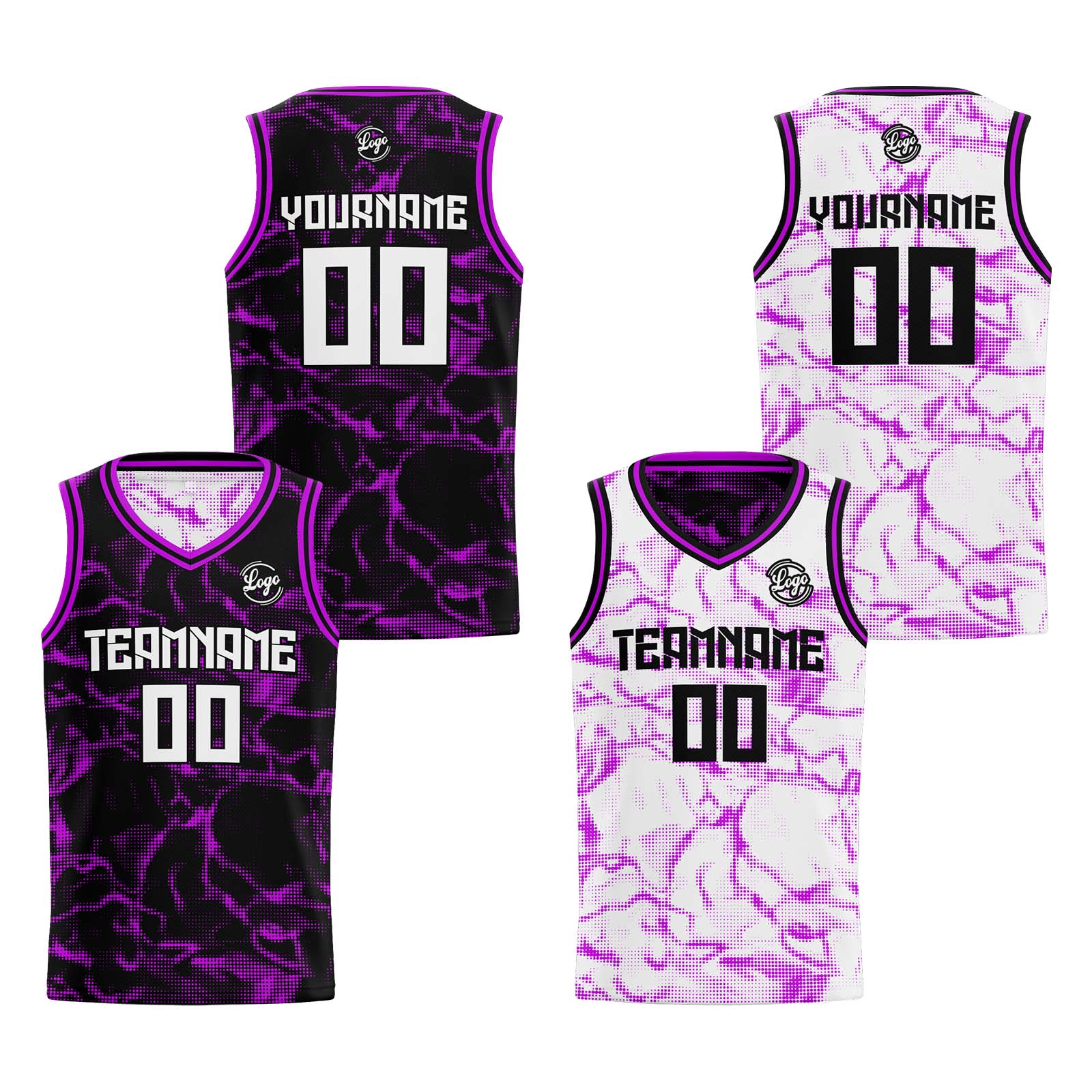 Custom Black Purple Reversible Basketball Jersey Basketball Uniform Basketball Shirts for Men Personalized Print Name Number