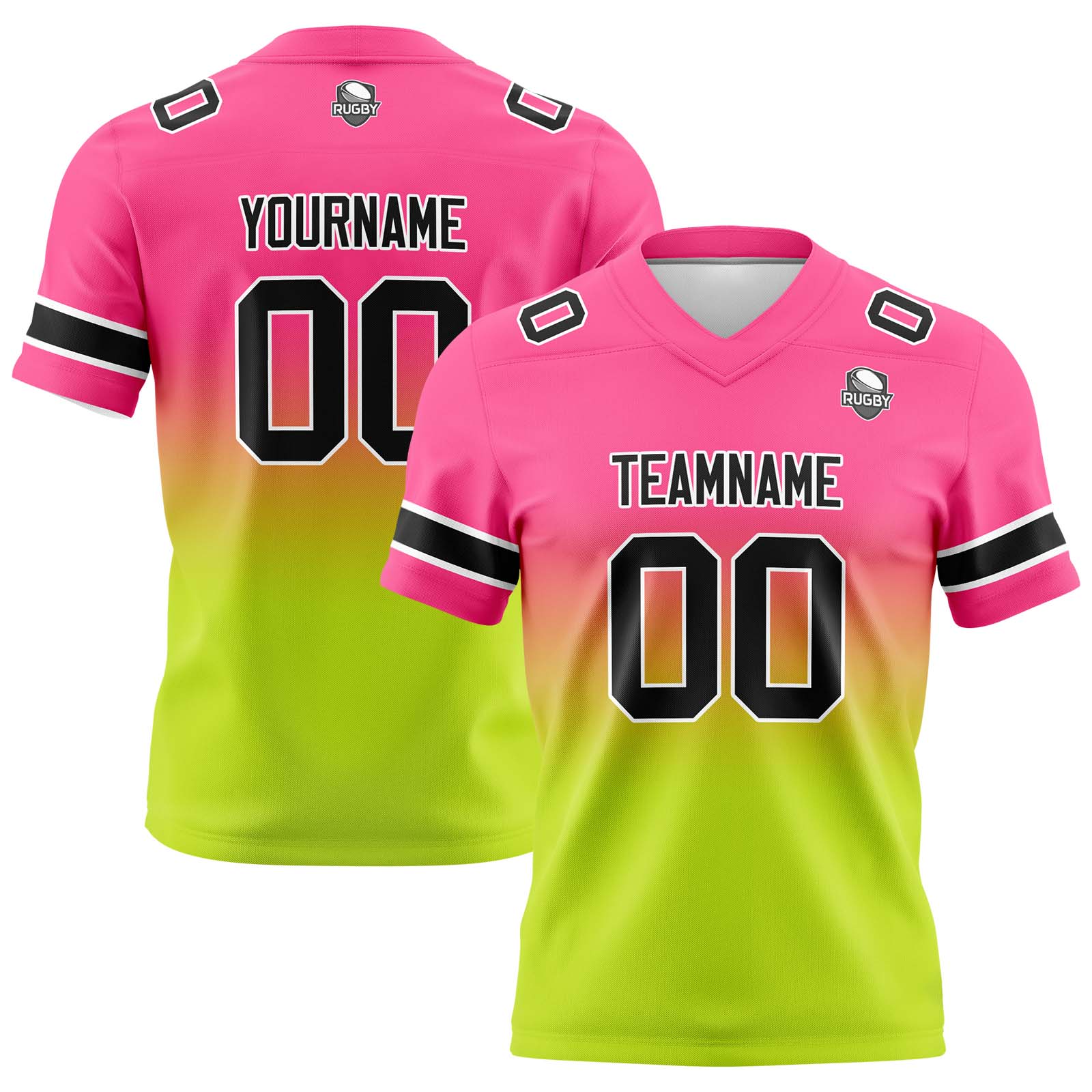 Custom Pink&Chartreuse Gradient Football Jerseys Personalized Name Number Logo