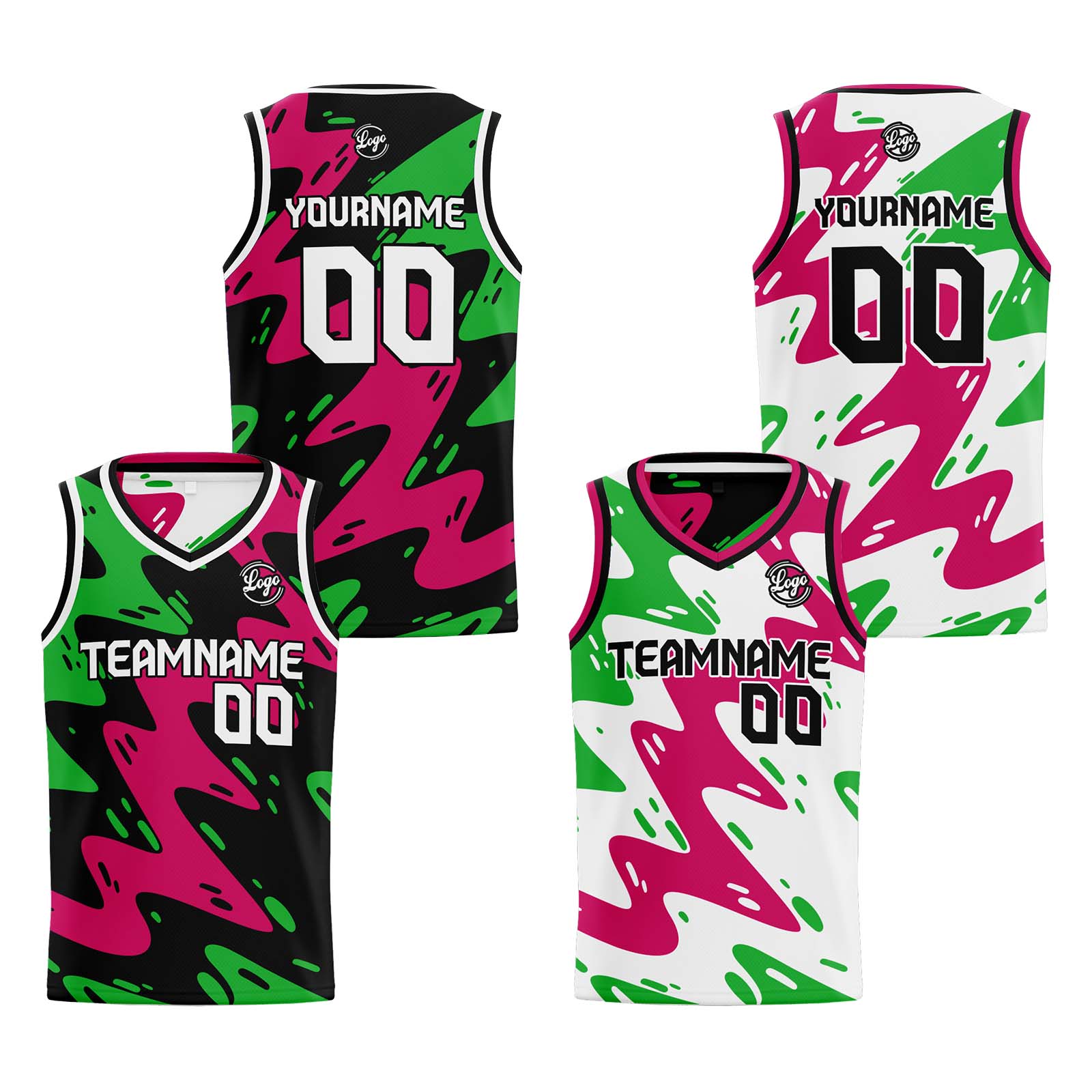 Custom Black Rose Green Reversible Basketball Jersey Basketball Uniform Basketball Shirts for Men Personalized Print Name Number