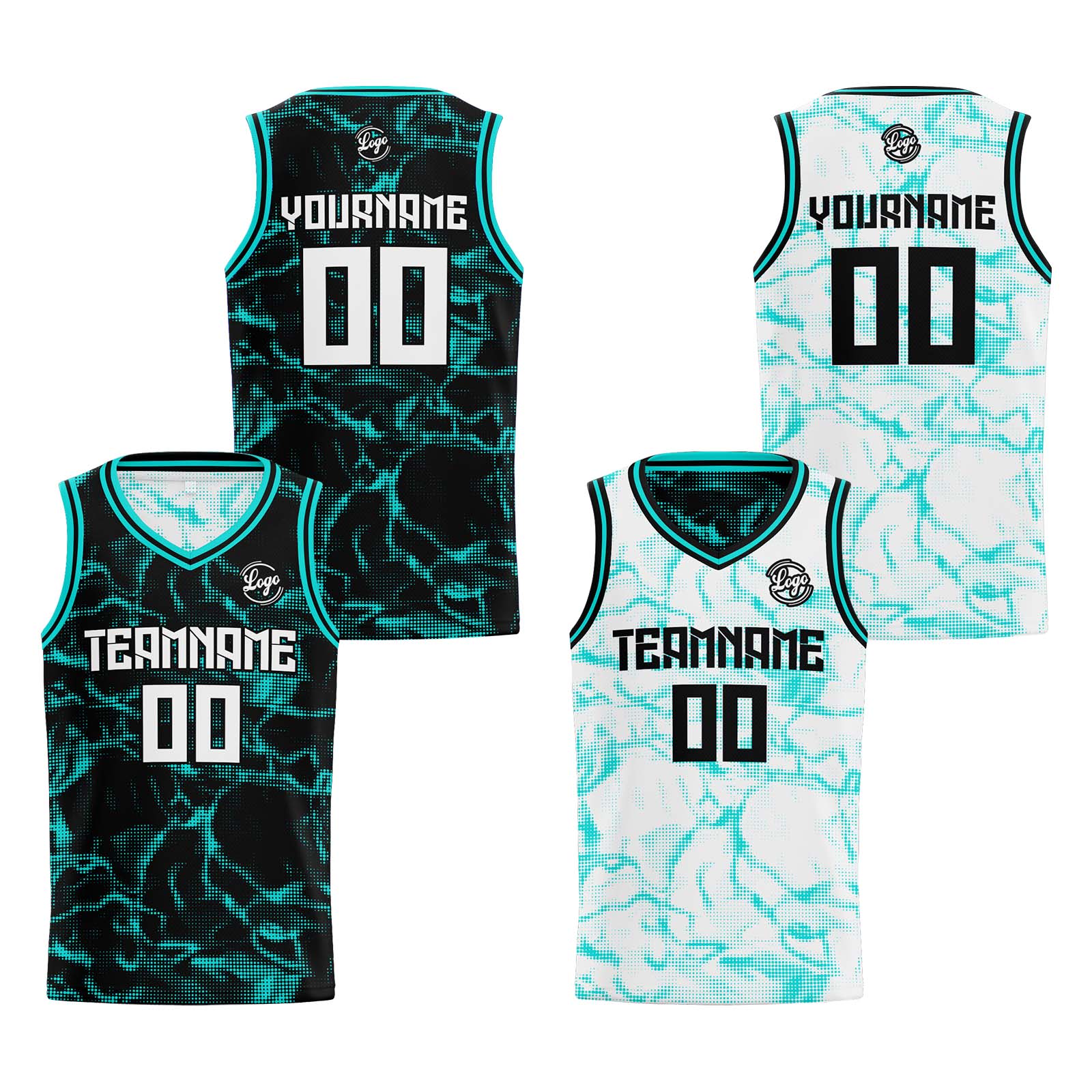 Custom Black Teal Reversible Basketball Jersey Basketball Uniform Basketball Shirts for Men Personalized Print Name Number