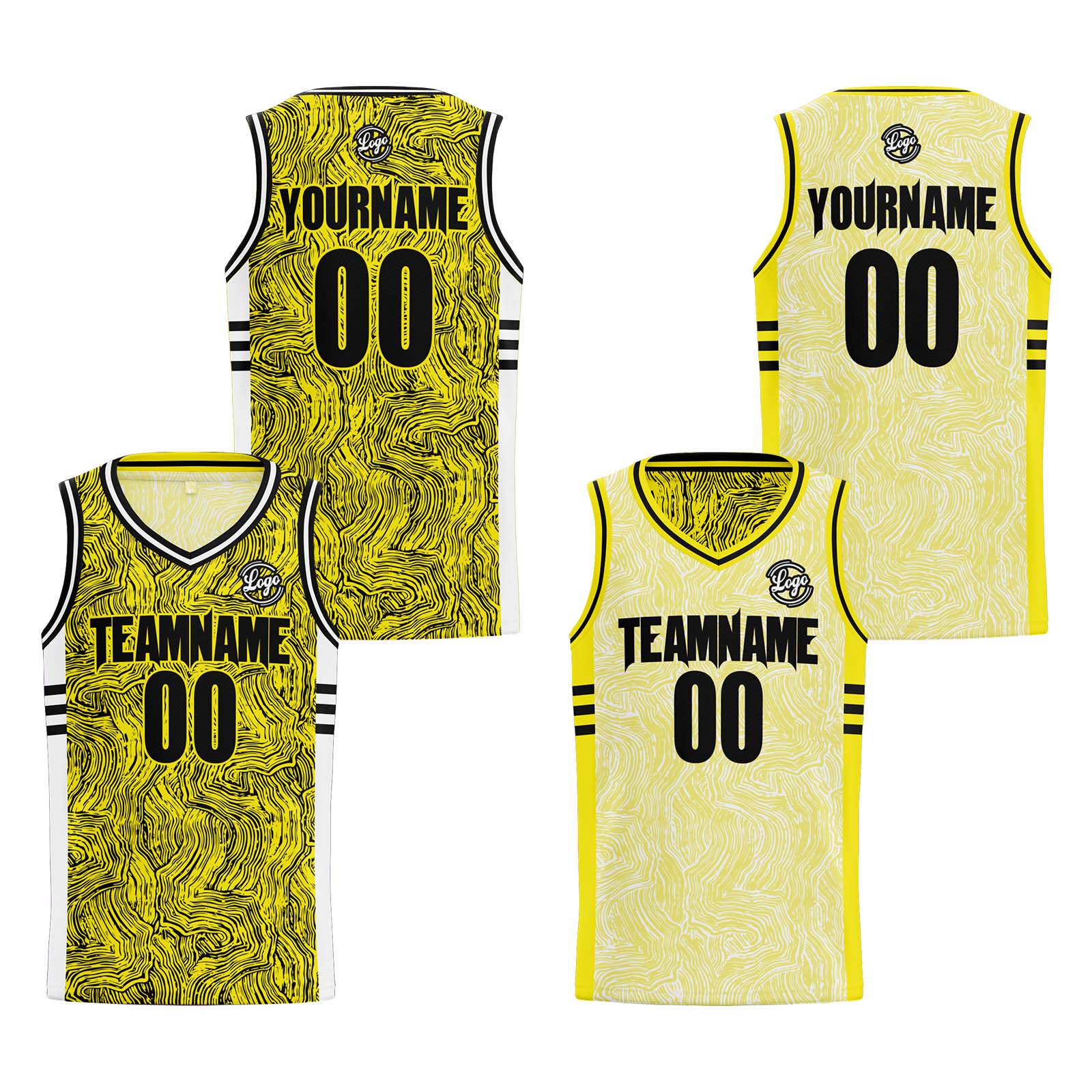 Custom Black Yellow Reversible Basketball Jersey Basketball Uniform Basketball Shirts for Men Personalized Print Name Number