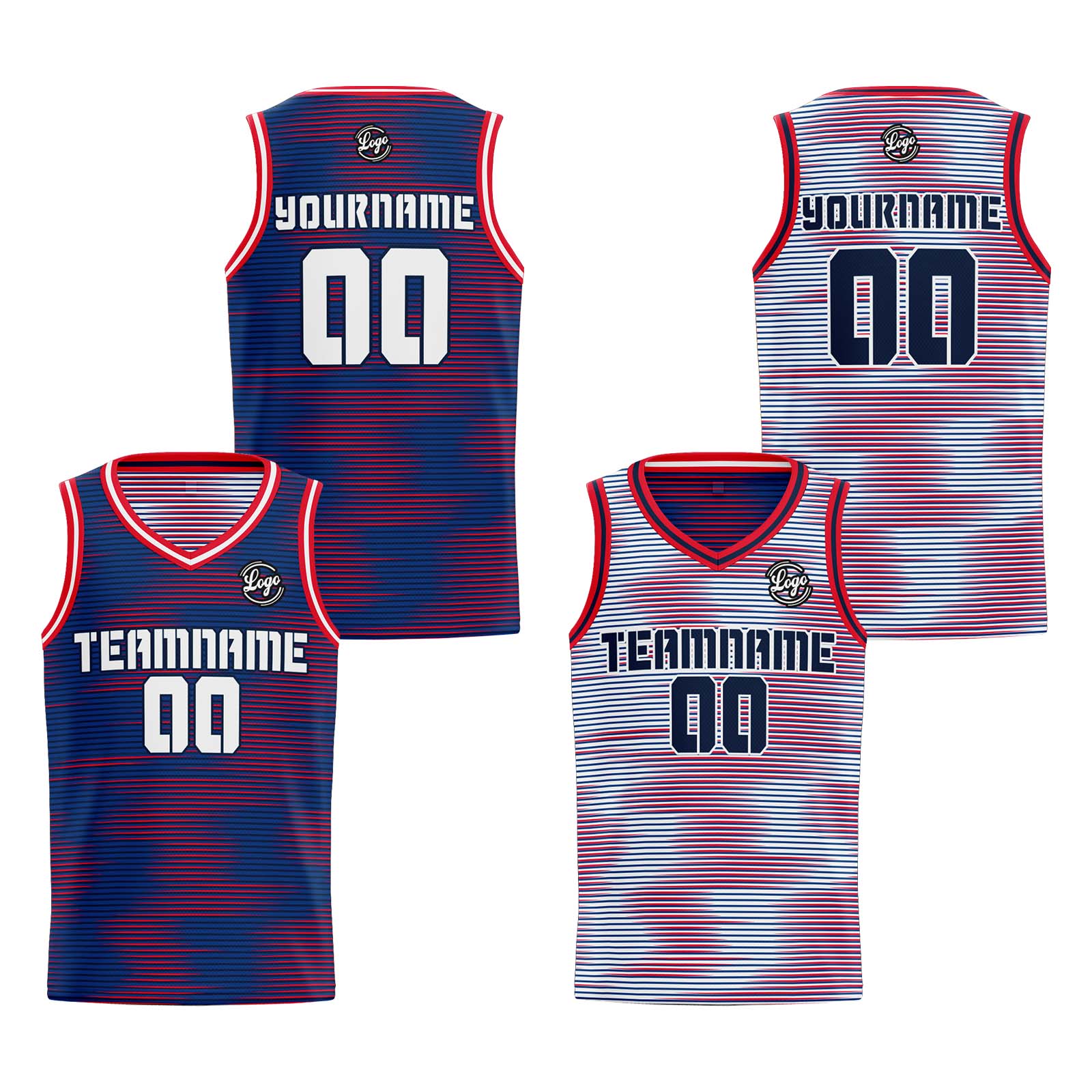 Custom Blue Red Reversible Basketball Jersey Basketball Uniform Basketball Shirts for Men Personalized Print Name Number