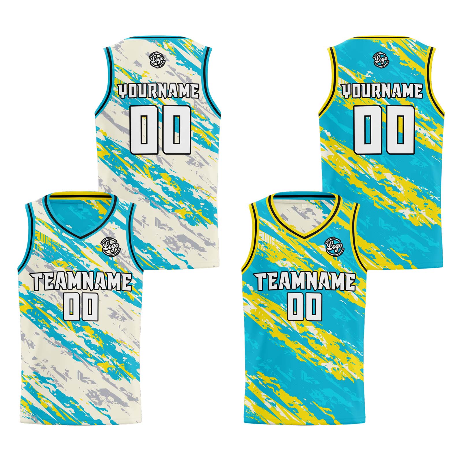 Custom Cream Light Blue Reversible Basketball Jersey Basketball Uniform Basketball Shirts for Men Personalized Print Name Number